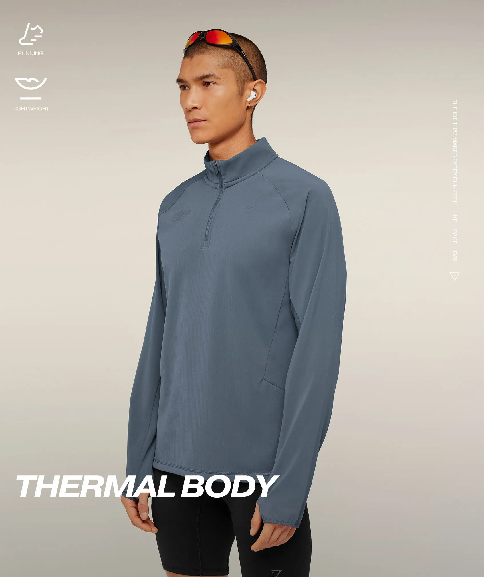 Gymshark Running Elite 1/4 Zip - Titanium Blue sold by Gymshark product image thumbnail 2