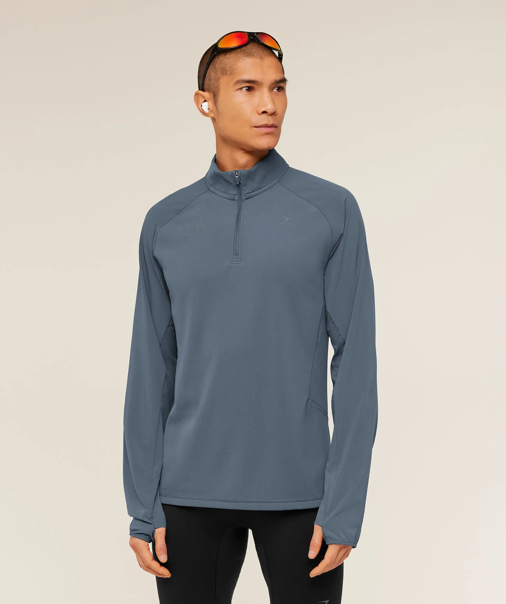 Gymshark Running Elite 1/4 Zip - Titanium Blue sold by Gymshark