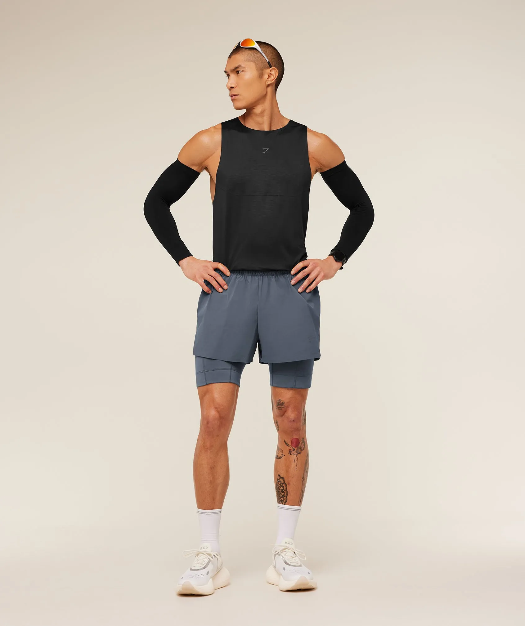 Gymshark Running Elite 2 in 1 5" Shorts - Titanium Blue sold by Gymshark product image thumbnail 4