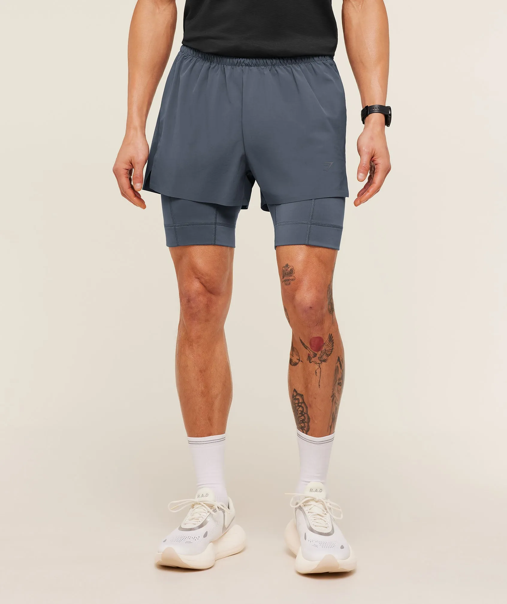 Gymshark Running Elite 2 in 1 5" Shorts - Titanium Blue sold by Gymshark