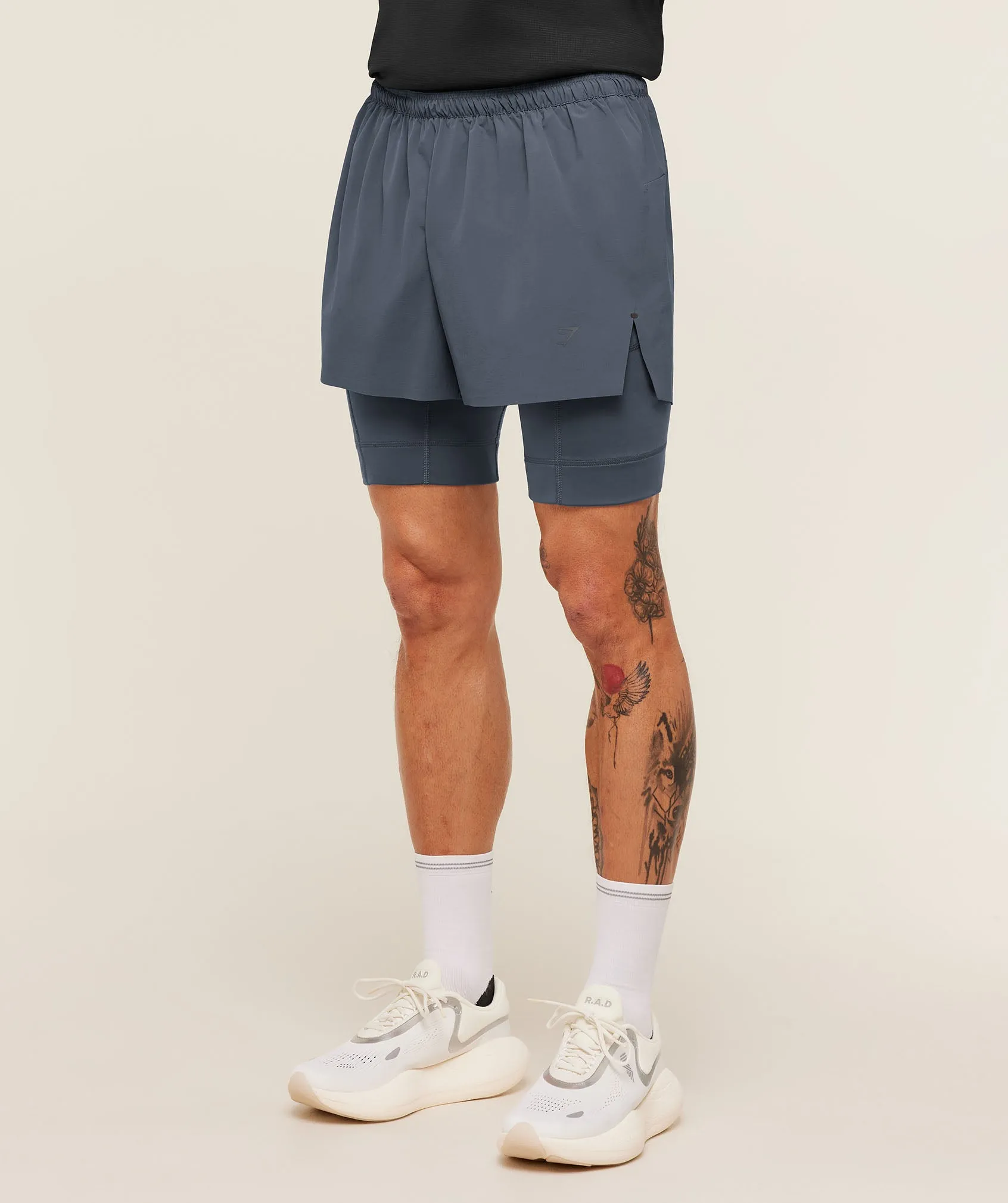 Gymshark Running Elite 2 in 1 5" Shorts - Titanium Blue sold by Gymshark product image thumbnail 3