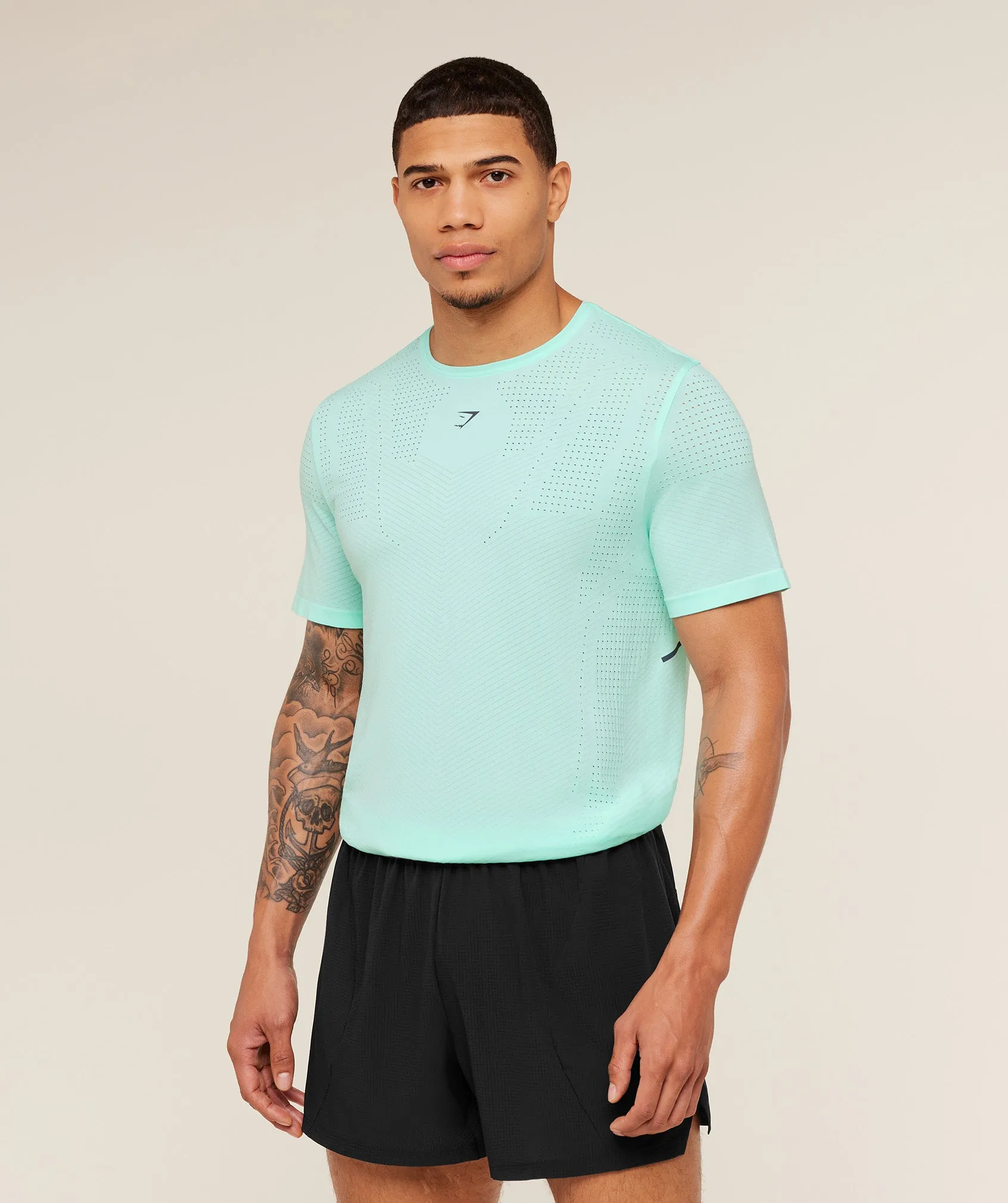 Gymshark Seamless Running T-Shirt - Pop Turquoise sold by Gymshark product image thumbnail 3