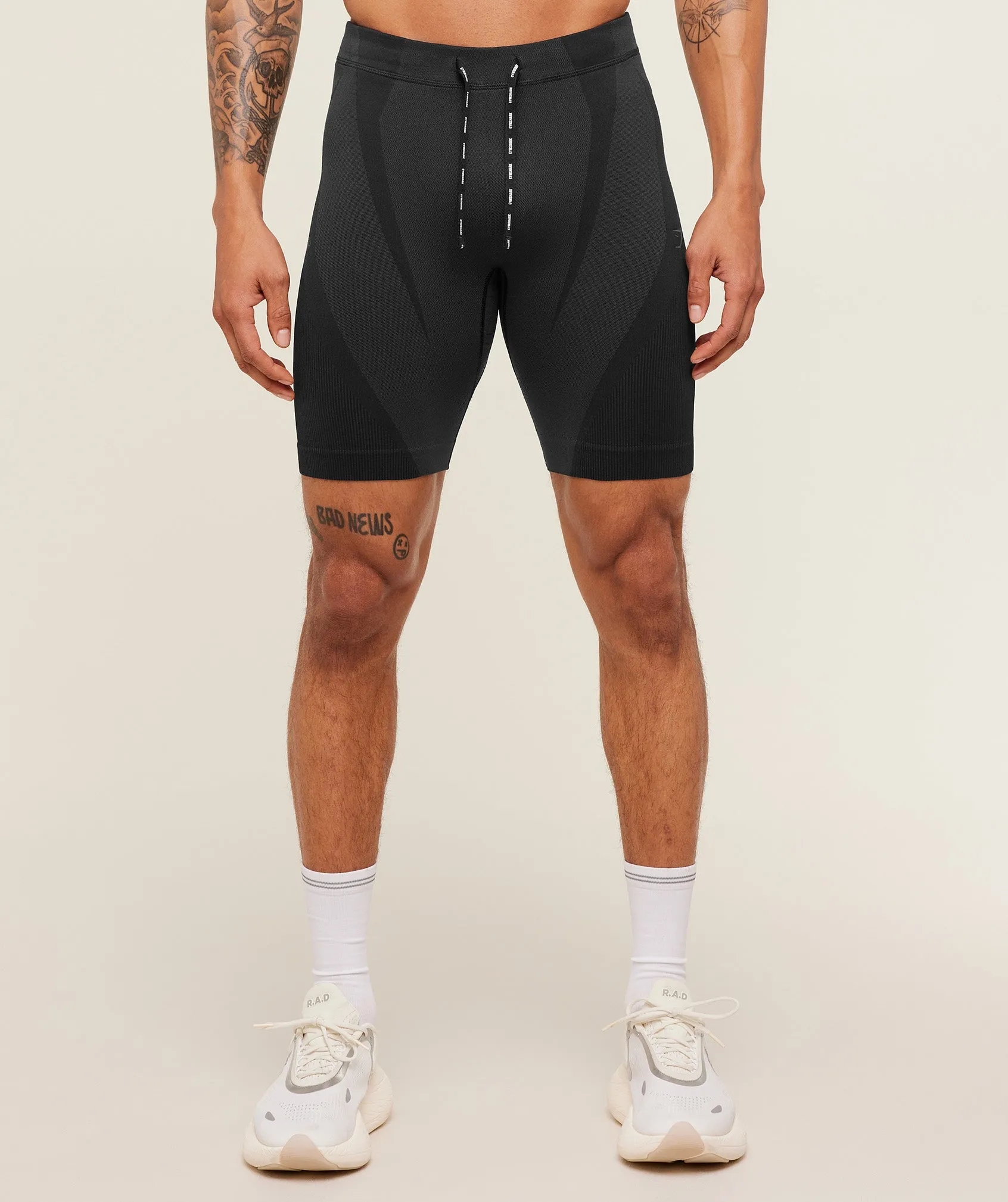Gymshark Seamless Running Half Tight - Black/Onyx Grey sold by Gymshark