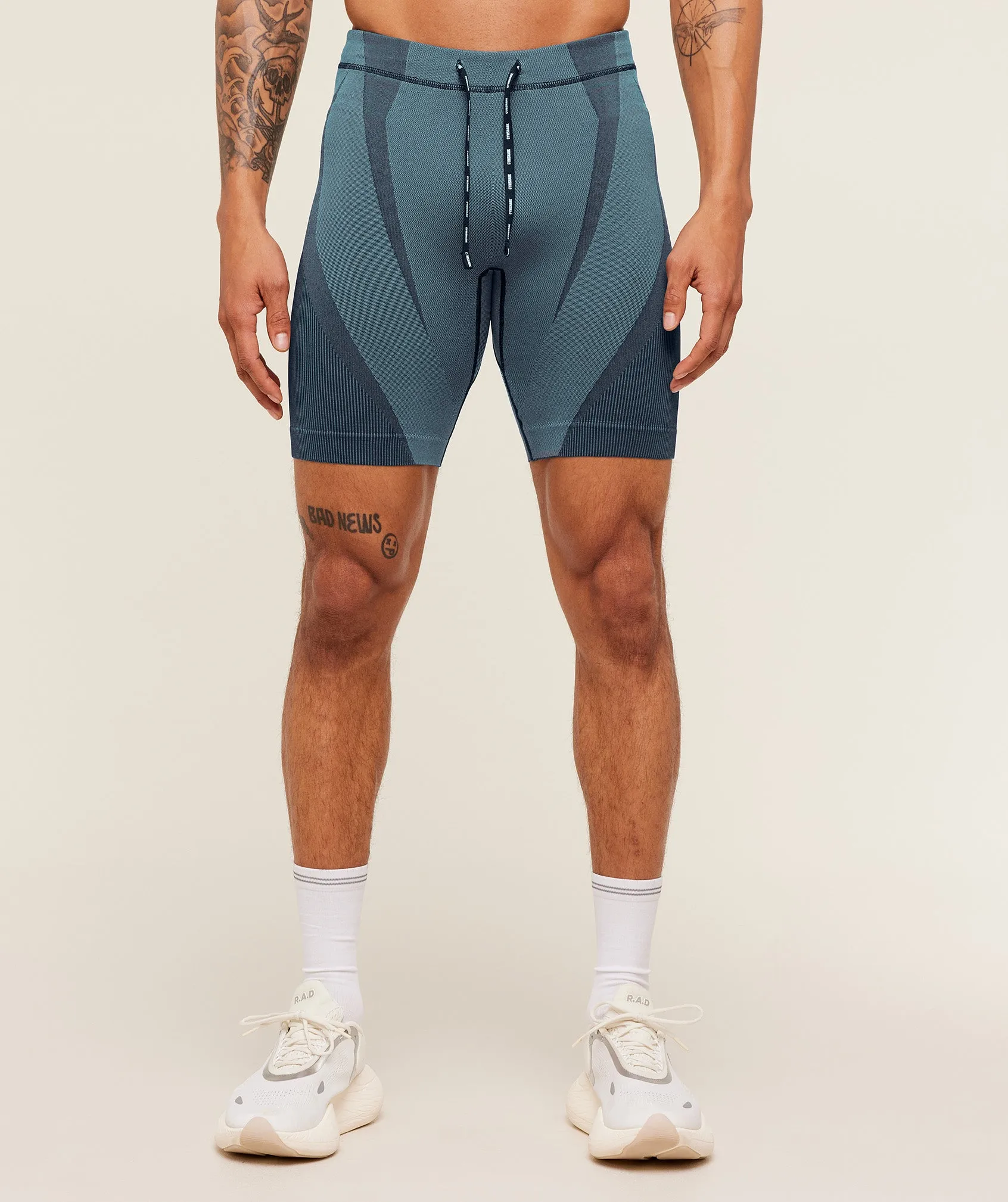 Gymshark Seamless Running Half Tight - Stealth Blue/Storm Blue sold by Gymshark