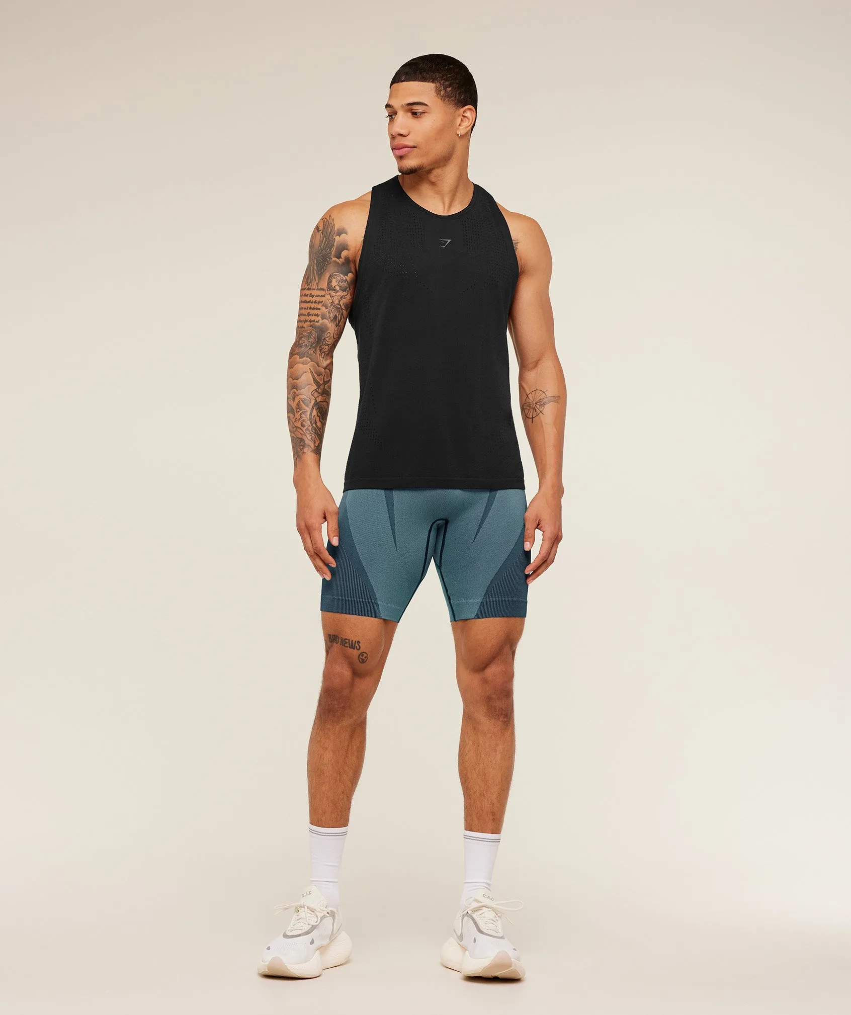 Gymshark Seamless Running Half Tight - Stealth Blue/Storm Blue sold by Gymshark product image thumbnail 4