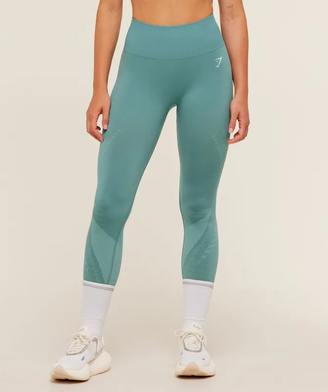 Gymshark Running Seamless Leggings - Storm Blue/Lifestyle Blue sold by Gymshark