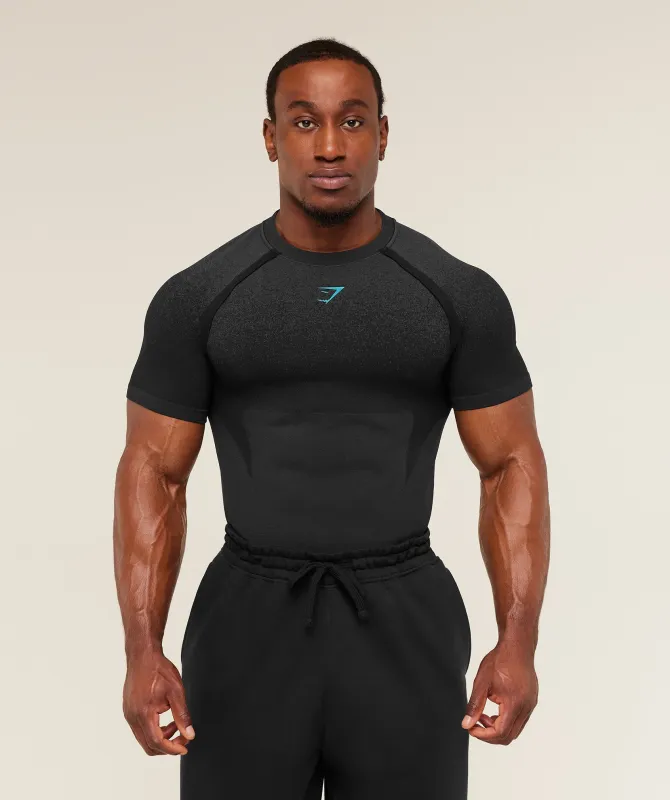 Gymshark Shadow Seamless T Shirt - Black/Brand Blue made by Gymshark