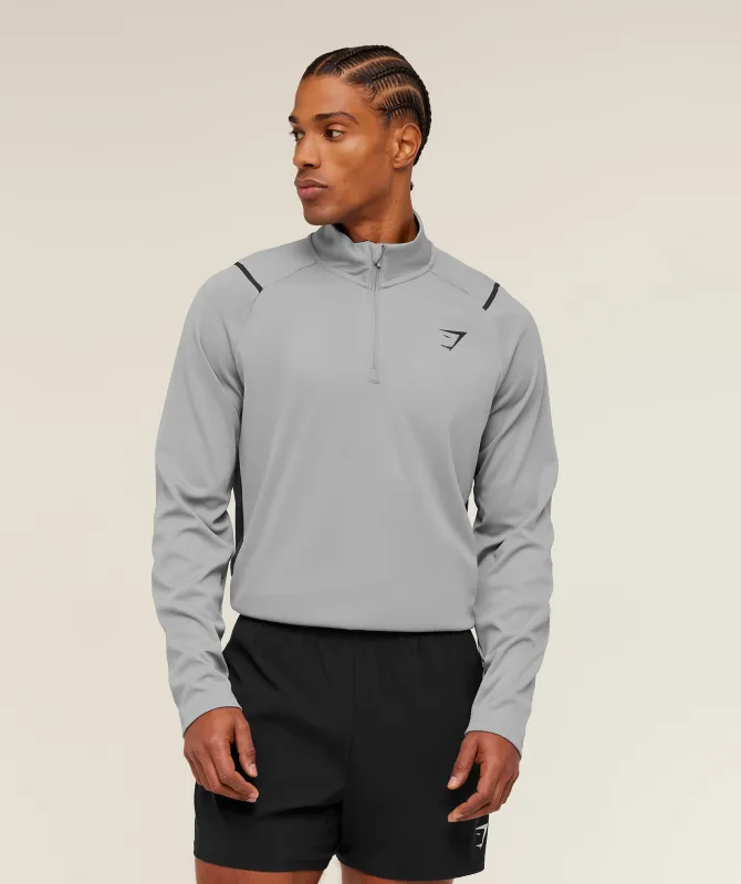 Gymshark Arrival Contrast 1/4 Zip - Smokey Grey / Onyx Grey sold by Gymshark