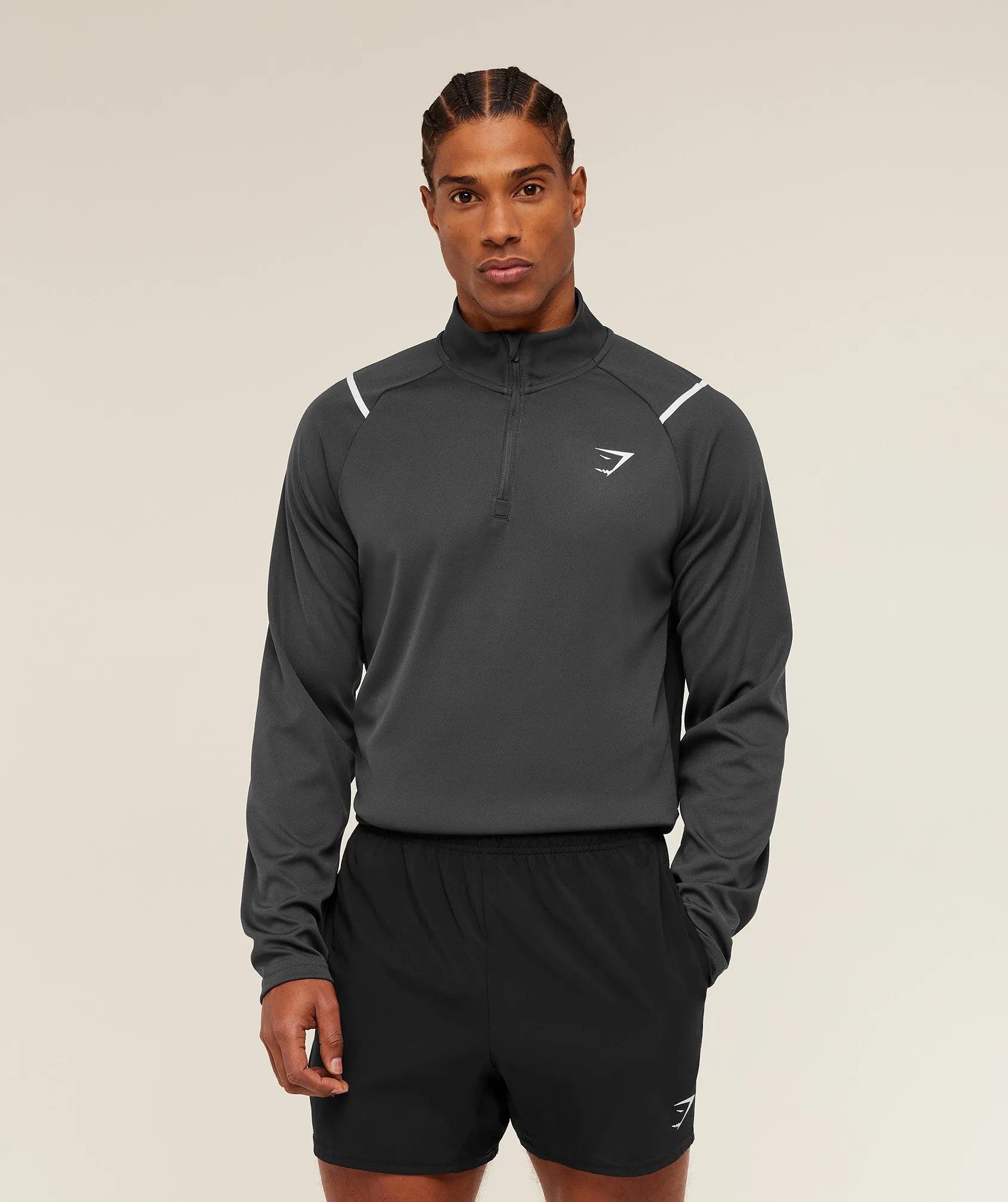 Gymshark Arrival Contrast 1/4 Zip - GS Onyx Grey/GS Black sold by Gymshark