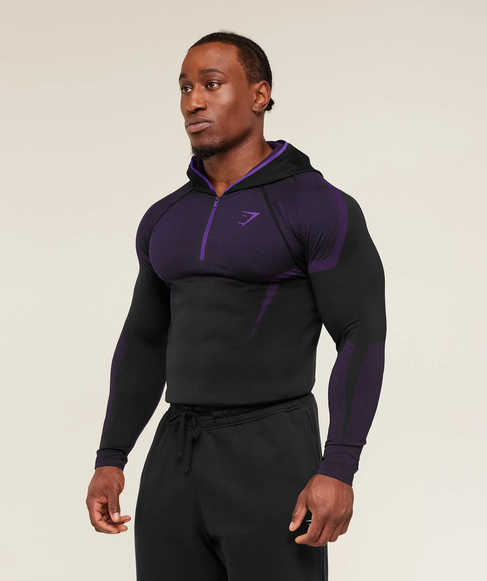 Gymshark Onyx 5.0 Seamless Hoodie - Black/Athletic Purple sold by Gymshark product image thumbnail 4