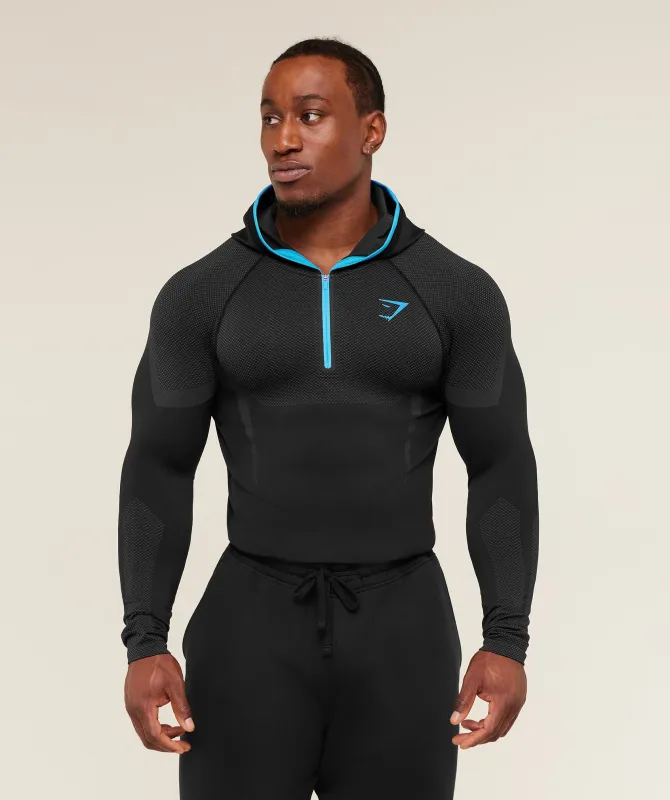 Gymshark Onyx 5.0 Seamless Hoodie - Black/Onyx Grey made by Gymshark