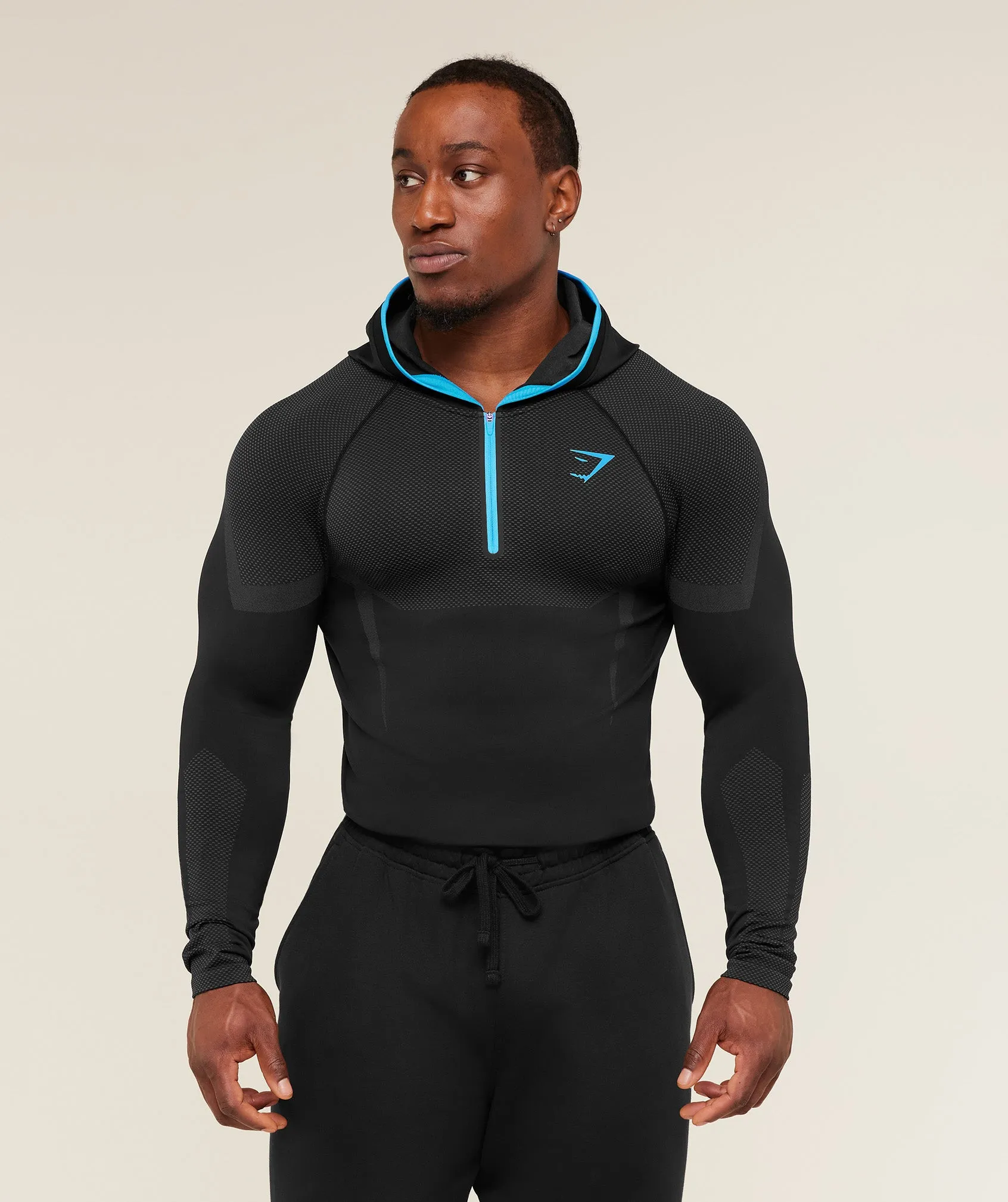 Gymshark Onyx 5.0 Seamless Hoodie - Black/Onyx Grey sold by Gymshark