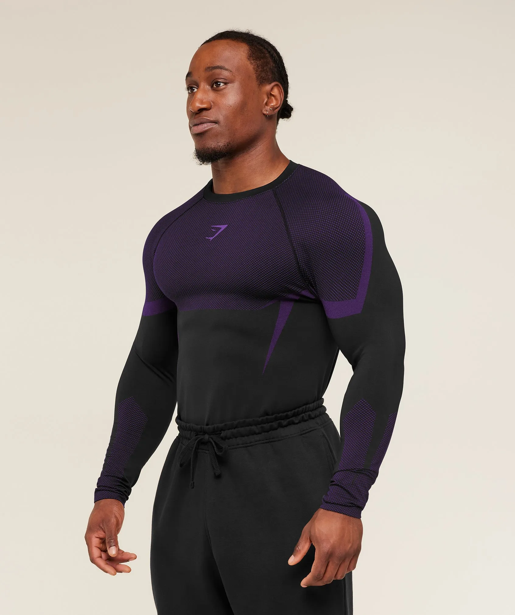 Gymshark Onyx 5.0 Seamless Long Sleeve T-Shirt - Black/Athletic Purple sold by Gymshark product image thumbnail 3