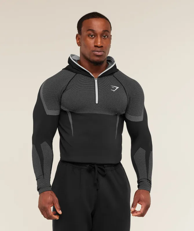 Gymshark Onyx 5.0 Seamless Hoodie - Black/Light Grey made by Gymshark