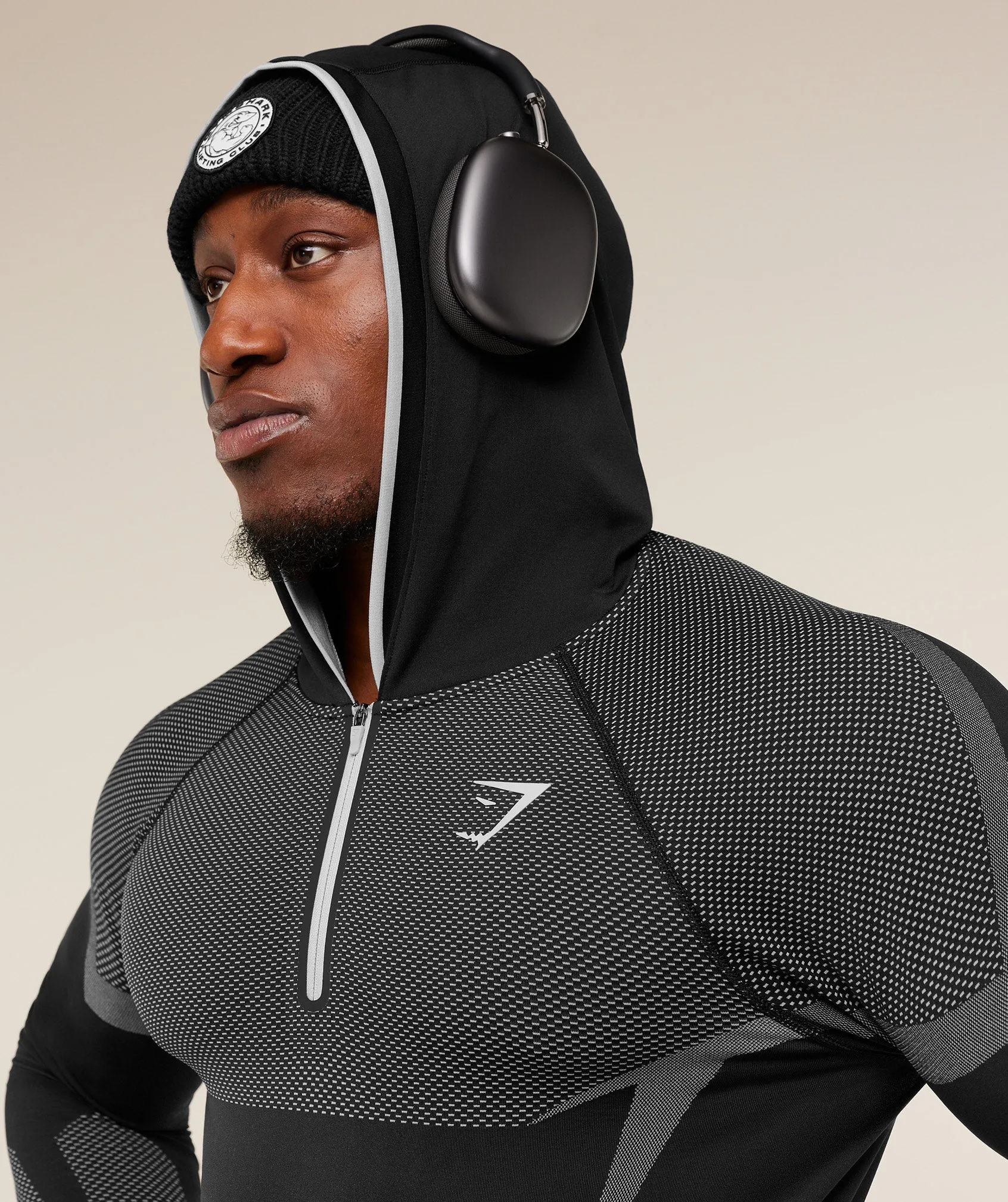 Gymshark Onyx 5.0 Seamless Hoodie - Black/Light Grey sold by Gymshark product image thumbnail 4