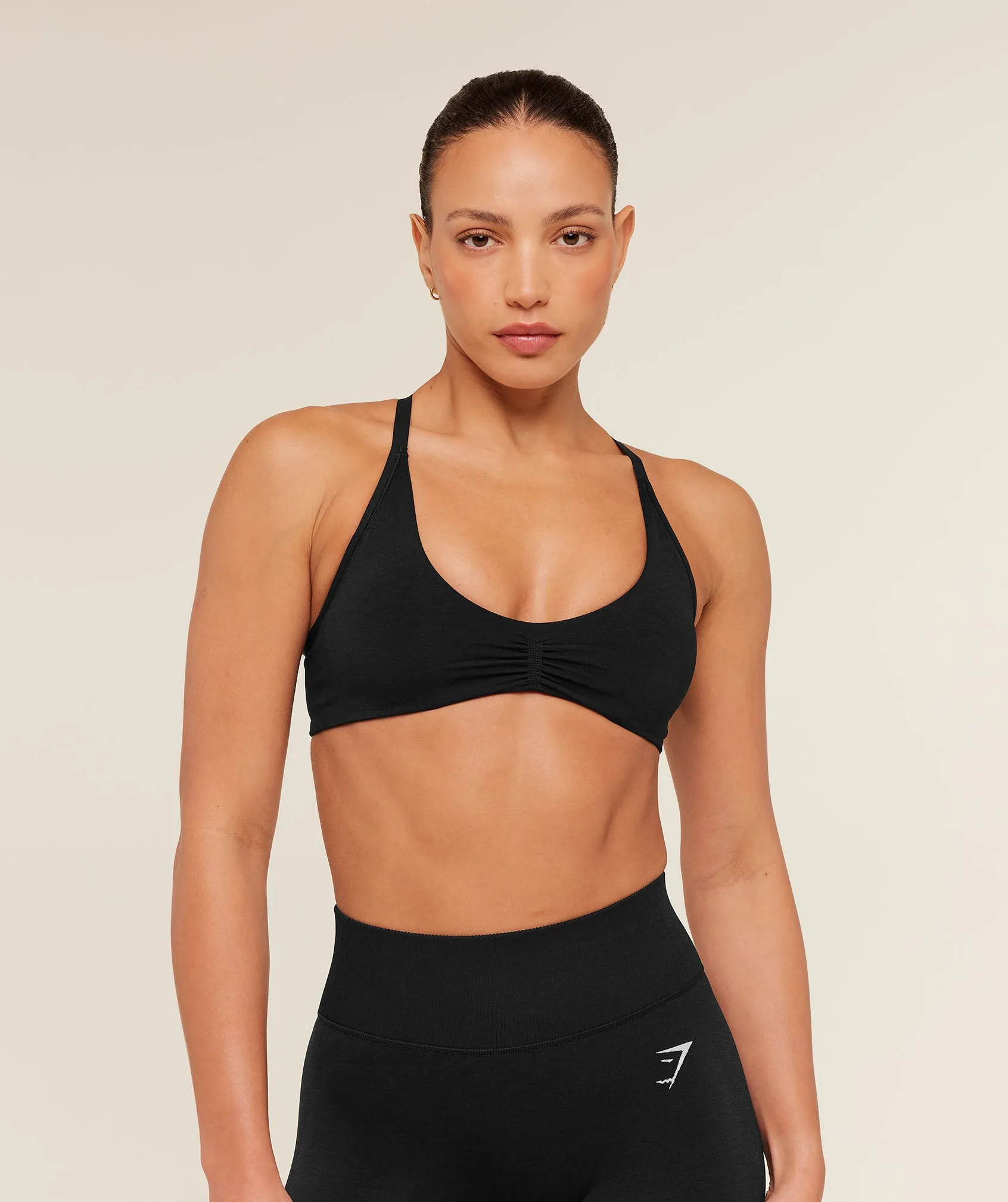 Gymshark Interval Seamless Light Support Sports Bra - Black sold by Gymshark