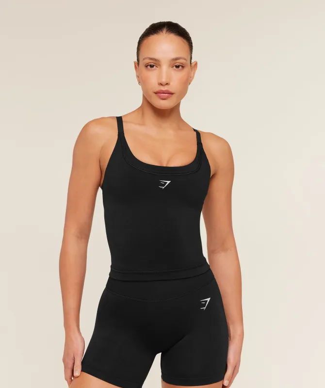 Gymshark Interval Seamless Midi Tank - Black made by Gymshark
