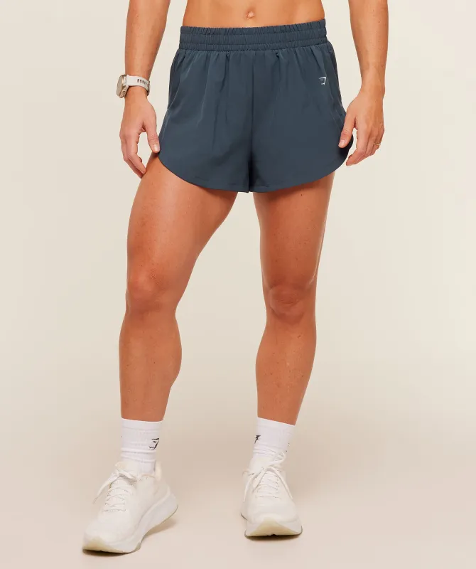 Gymshark Interval High Leg Shorts - Stealth Blue made by Gymshark