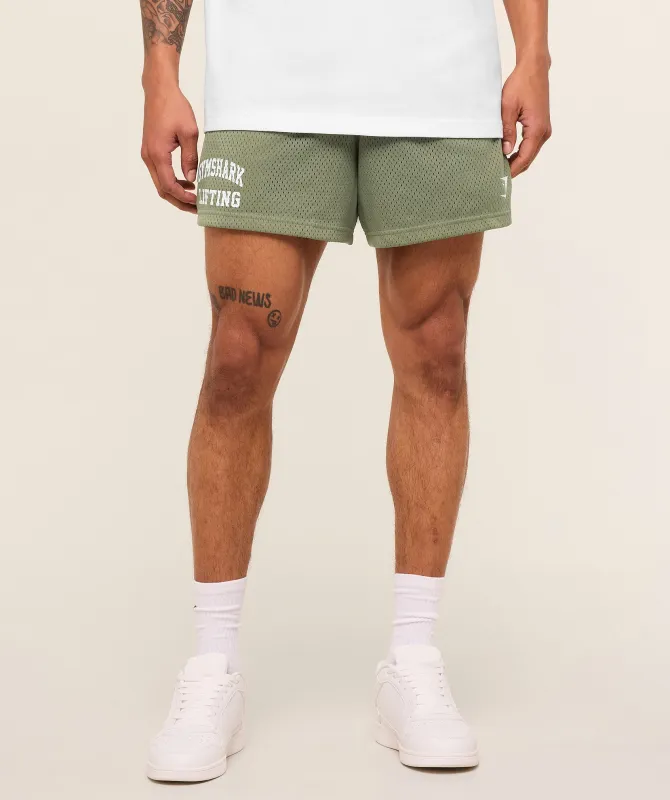 Gymshark Lifting Mesh 5" Shorts - Base Green made by Gymshark