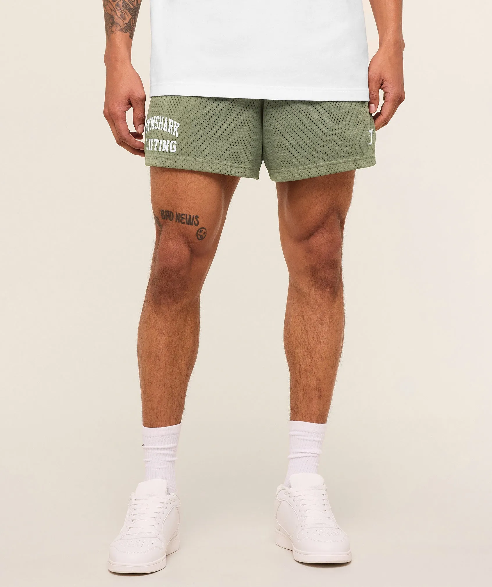 Gymshark Lifting Mesh 5" Shorts - Base Green sold by Gymshark