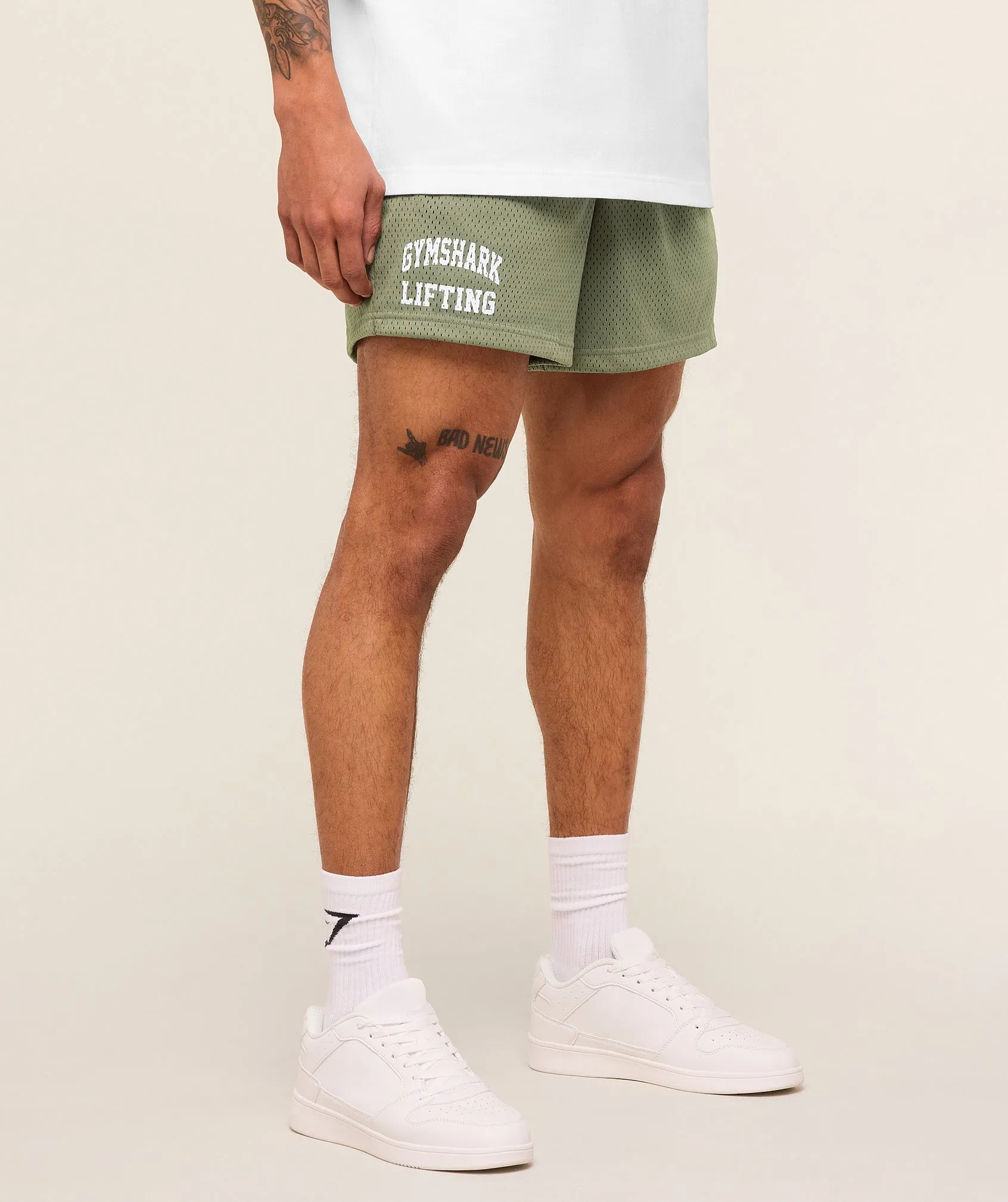 Gymshark Lifting Mesh 5" Shorts - Base Green sold by Gymshark product image thumbnail 3
