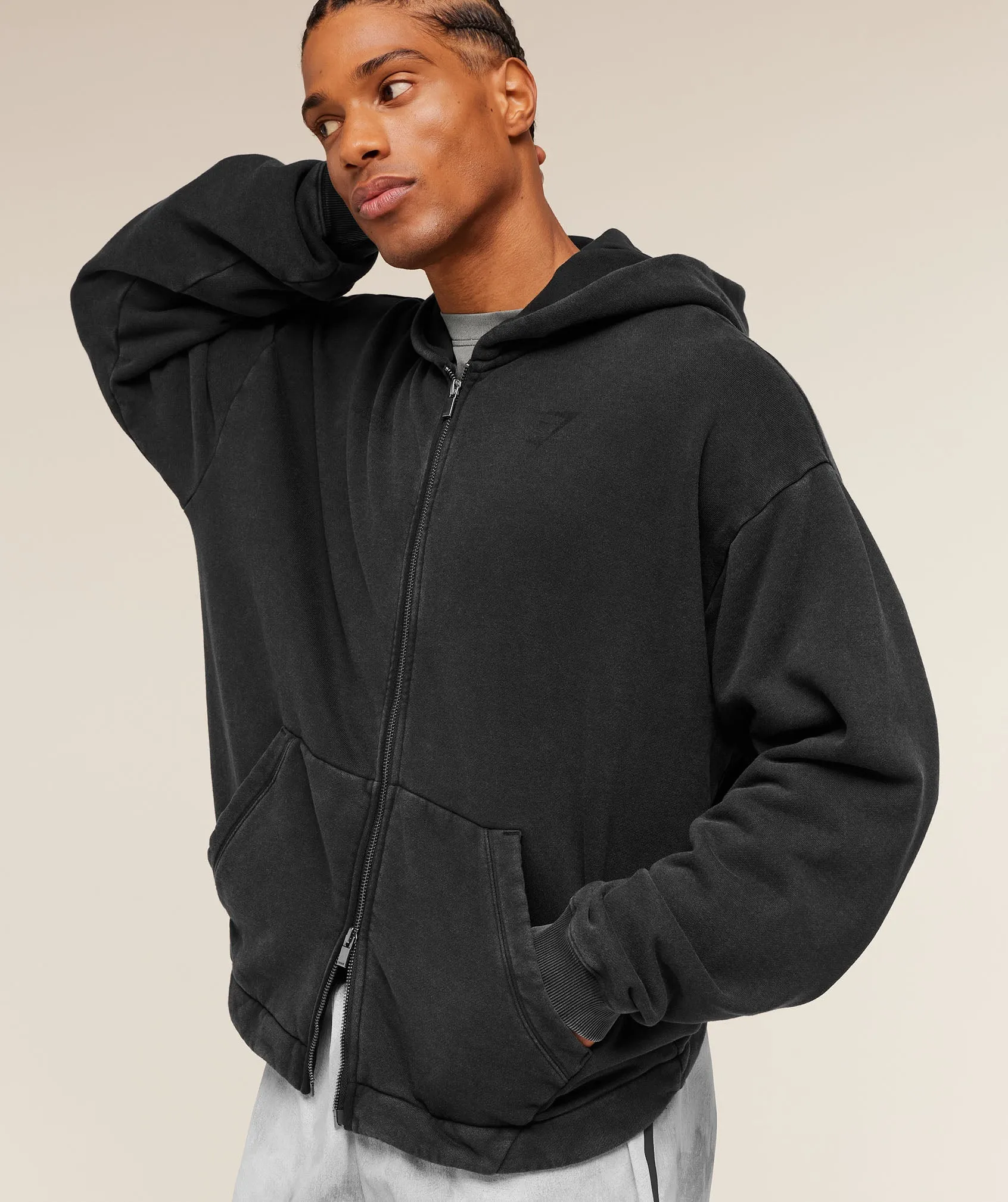 Gymshark Conditioning Club Washed Zip Through Hoodie - Black/Wash sold by Gymshark product image thumbnail 5