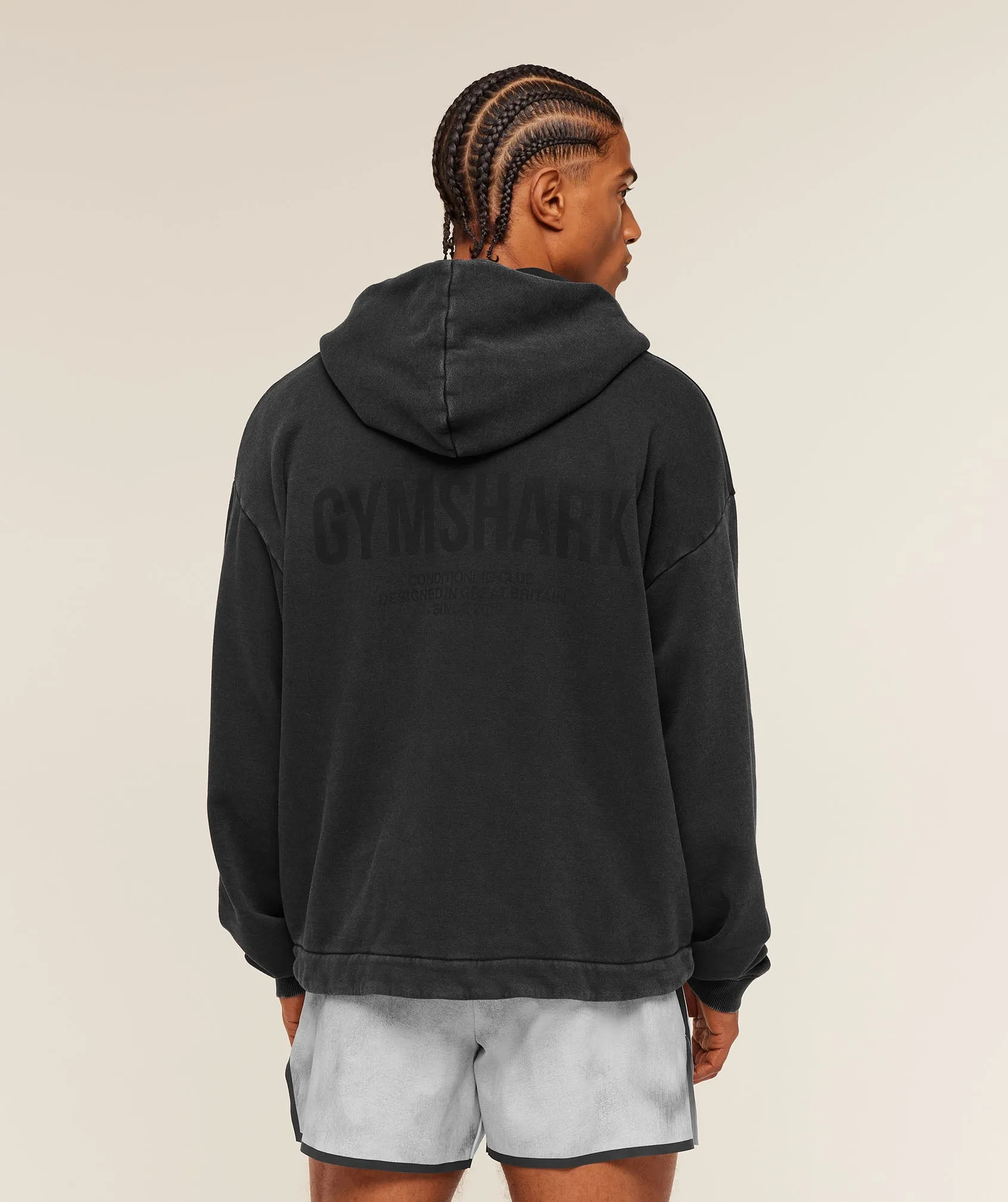 Gymshark Conditioning Club Washed Zip Through Hoodie - Black/Wash sold by Gymshark product image thumbnail 3