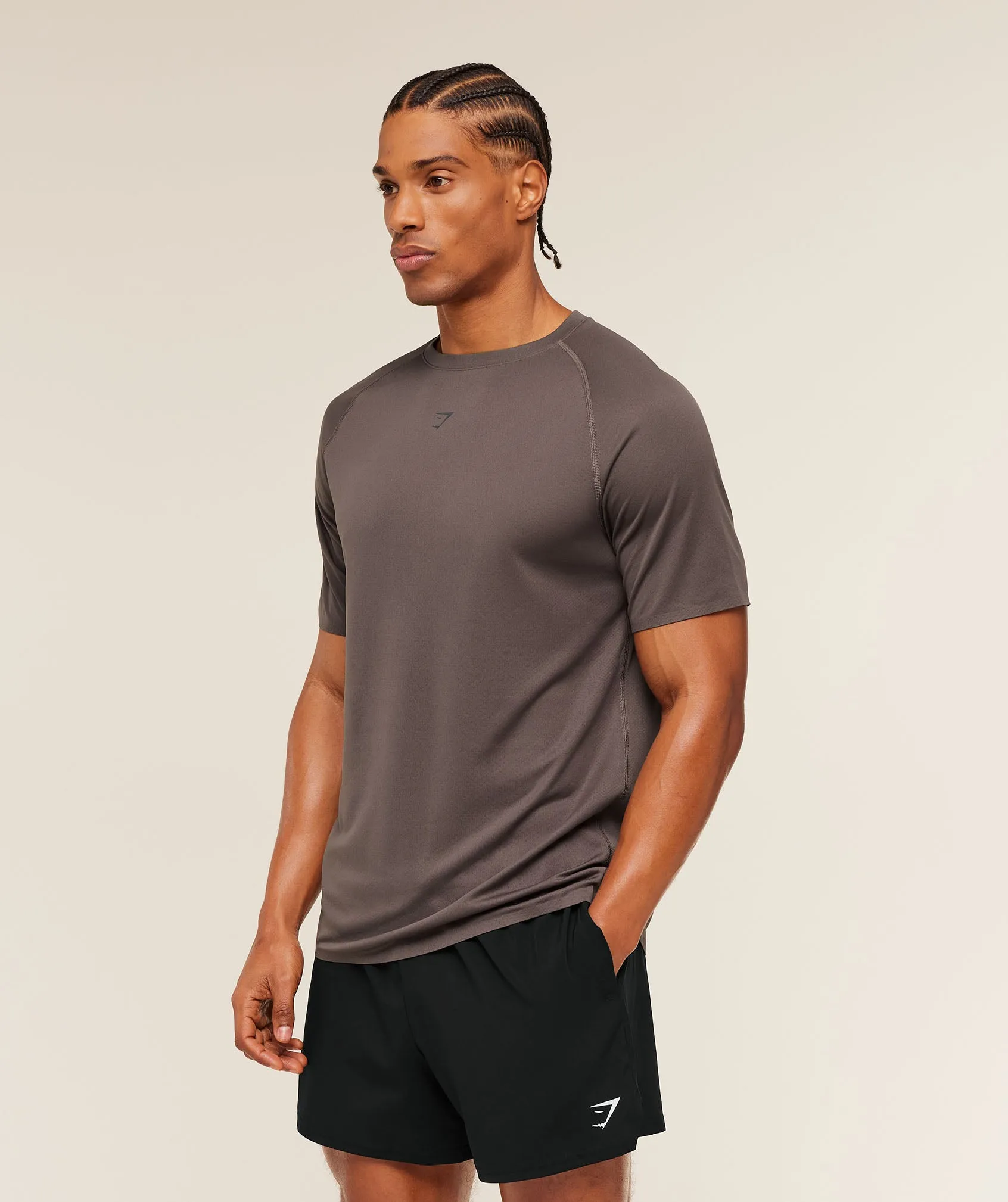 Gymshark Hybrid Engineered Jacquard T-Shirt - Cool Brown sold by Gymshark product image thumbnail 4