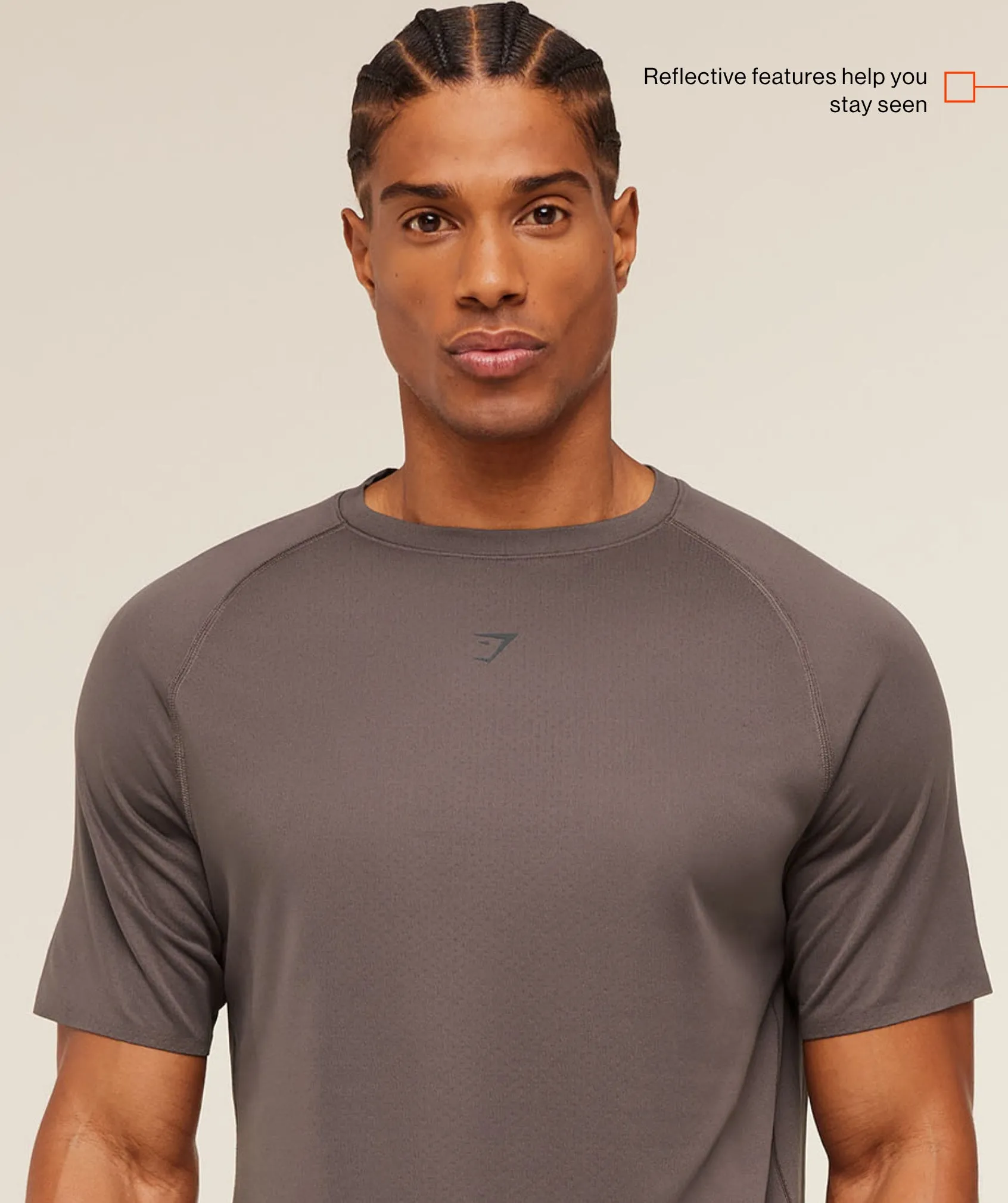Gymshark Hybrid Engineered Jacquard T-Shirt - Cool Brown sold by Gymshark product image thumbnail 2