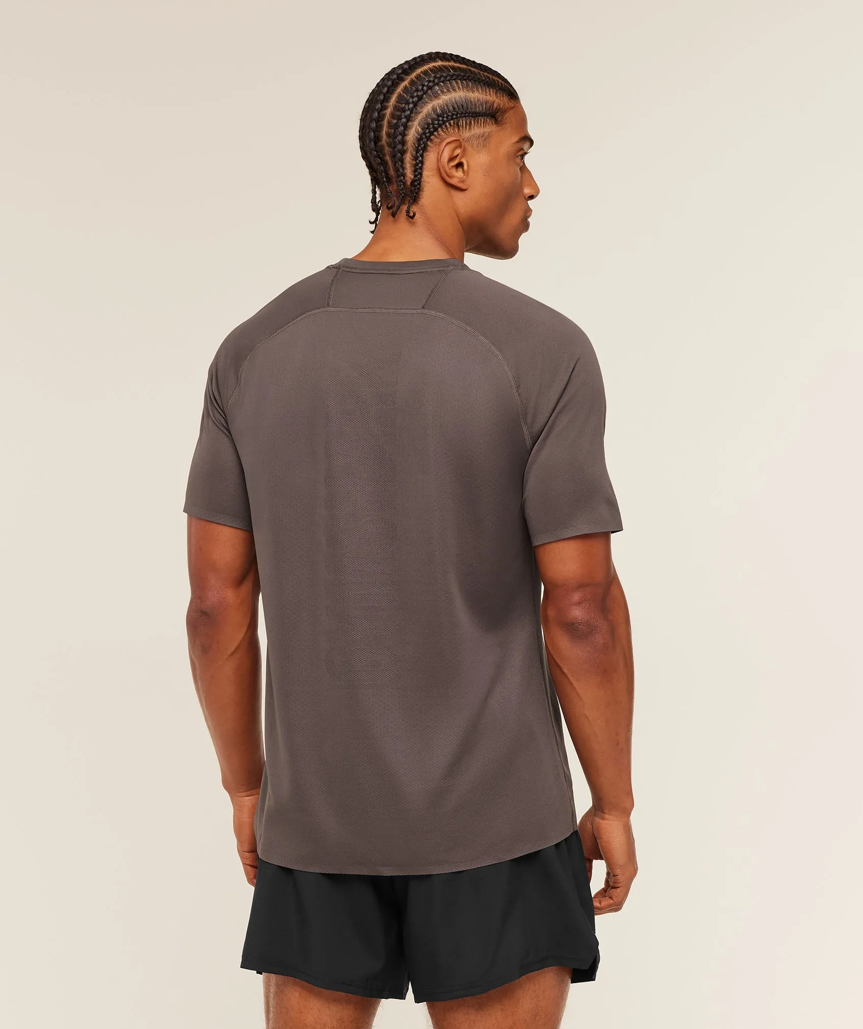 Gymshark Hybrid Engineered Jacquard T-Shirt - Cool Brown sold by Gymshark product image thumbnail 3