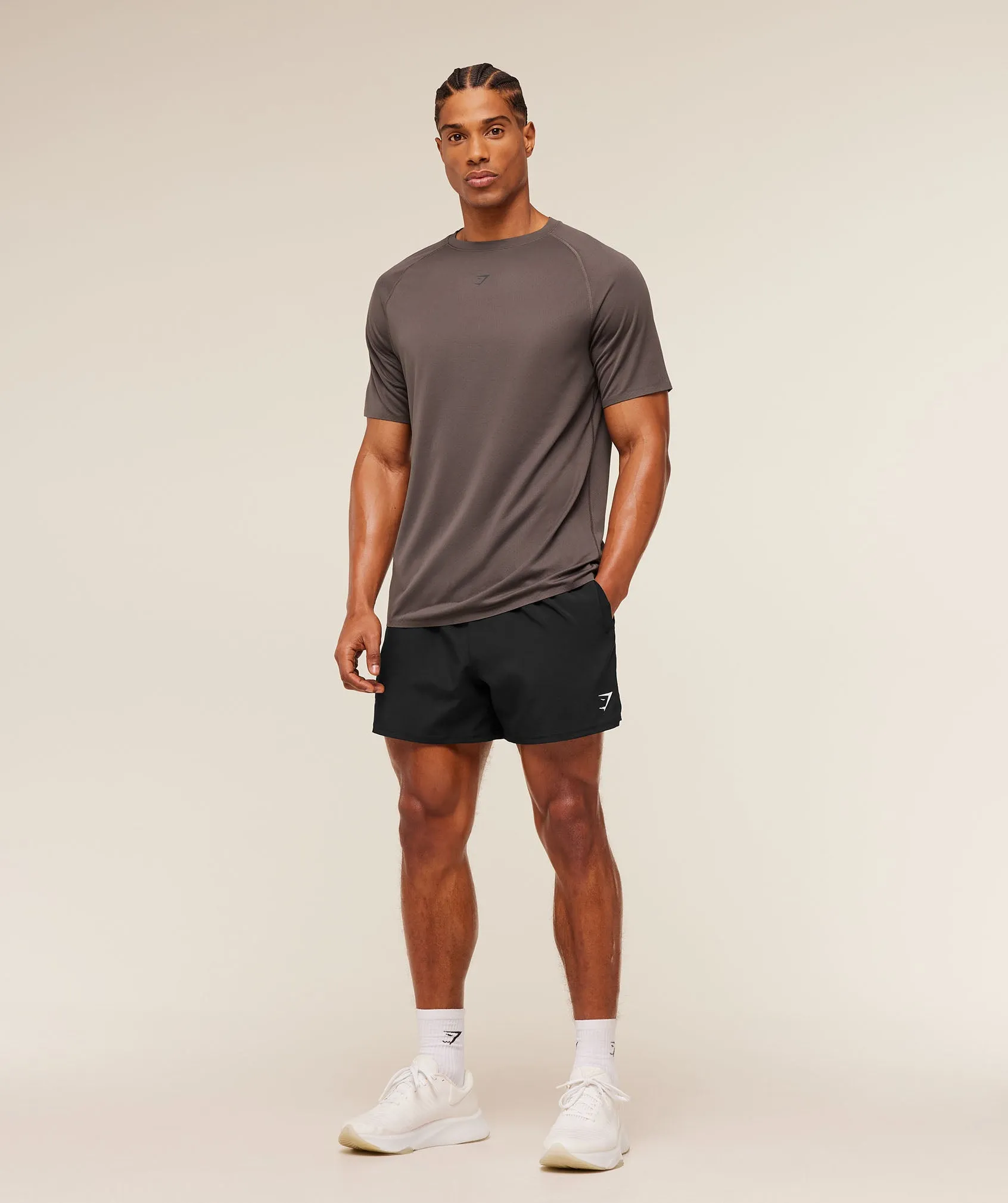 Gymshark Hybrid Engineered Jacquard T-Shirt - Cool Brown sold by Gymshark product image thumbnail 5