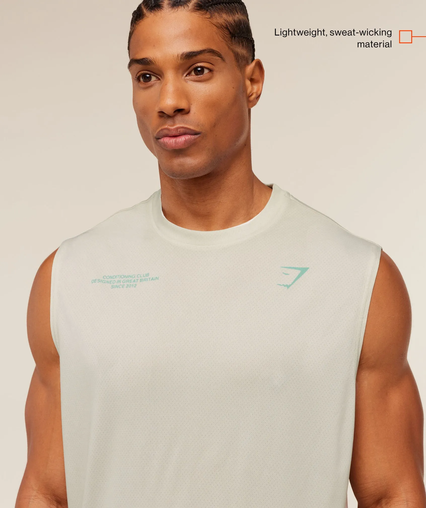 Gymshark Conditioning Club Washed Tank - Soft White/Pop Turquoise/Wash sold by Gymshark product image thumbnail 2