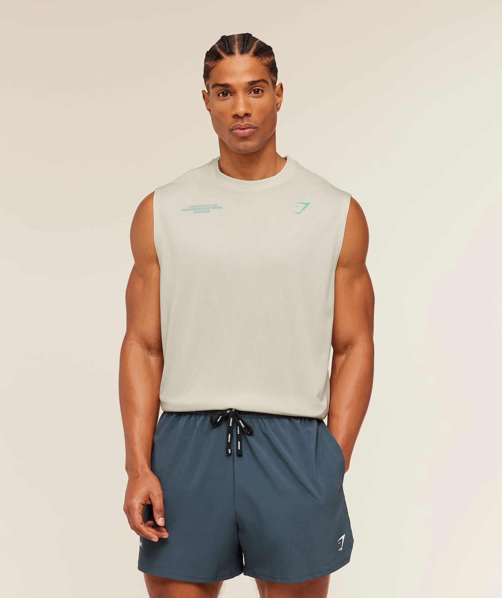 Gymshark Conditioning Club Washed Tank - Soft White/Pop Turquoise/Wash sold by Gymshark product image thumbnail 3