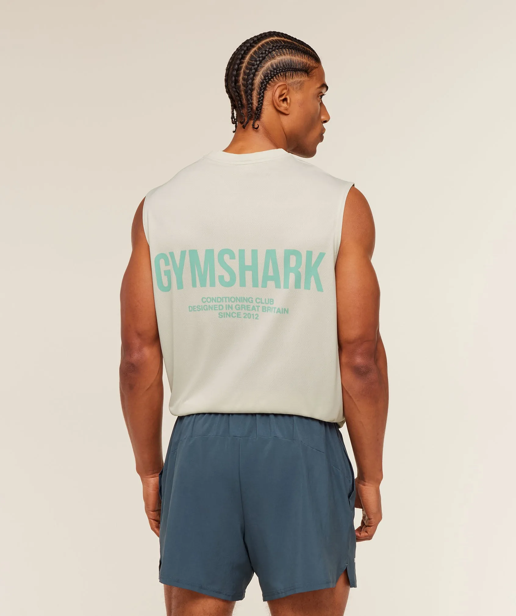Gymshark Conditioning Club Washed Tank - Soft White/Pop Turquoise/Wash sold by Gymshark