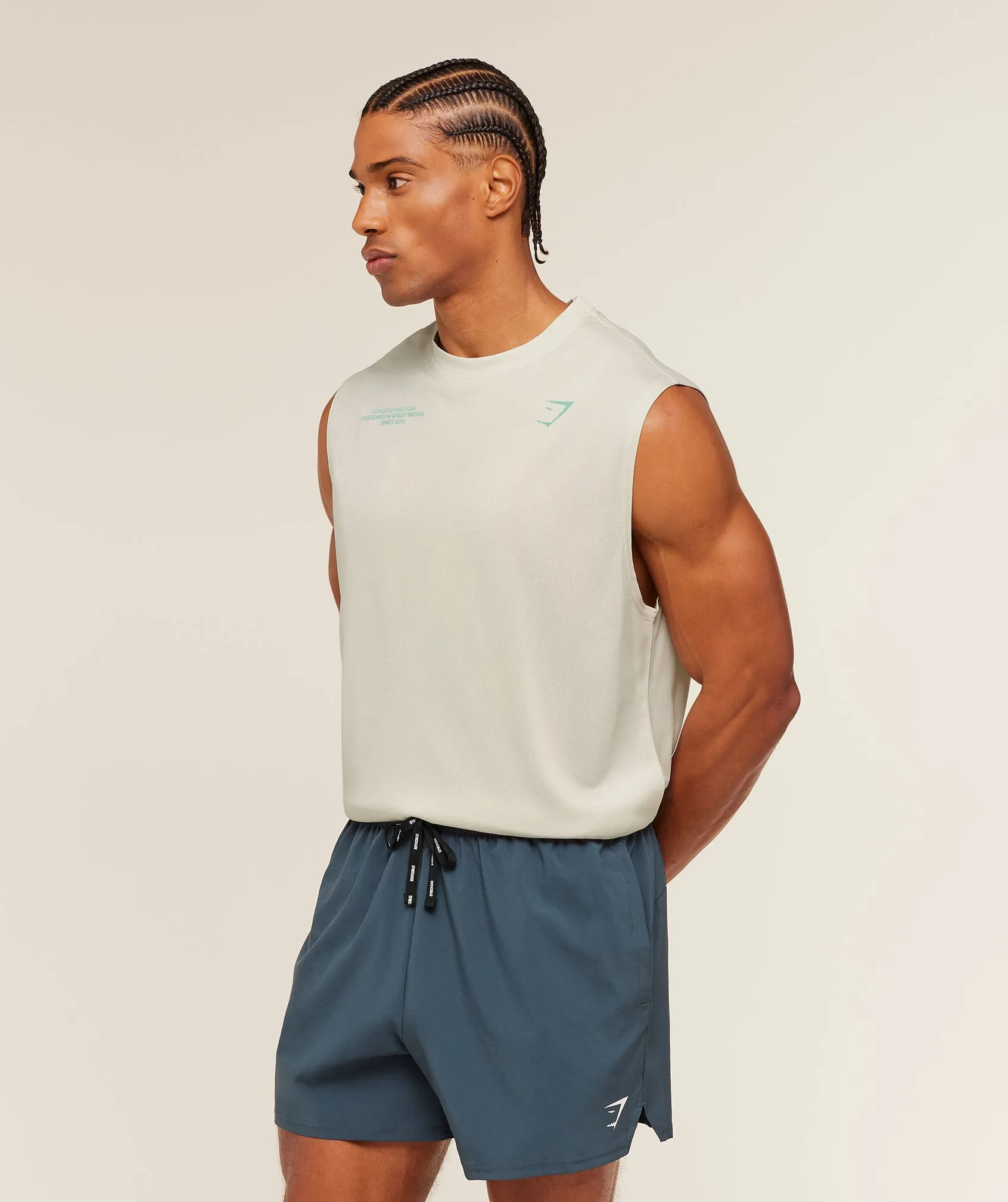 Gymshark Conditioning Club Washed Tank - Soft White/Pop Turquoise/Wash sold by Gymshark product image thumbnail 4