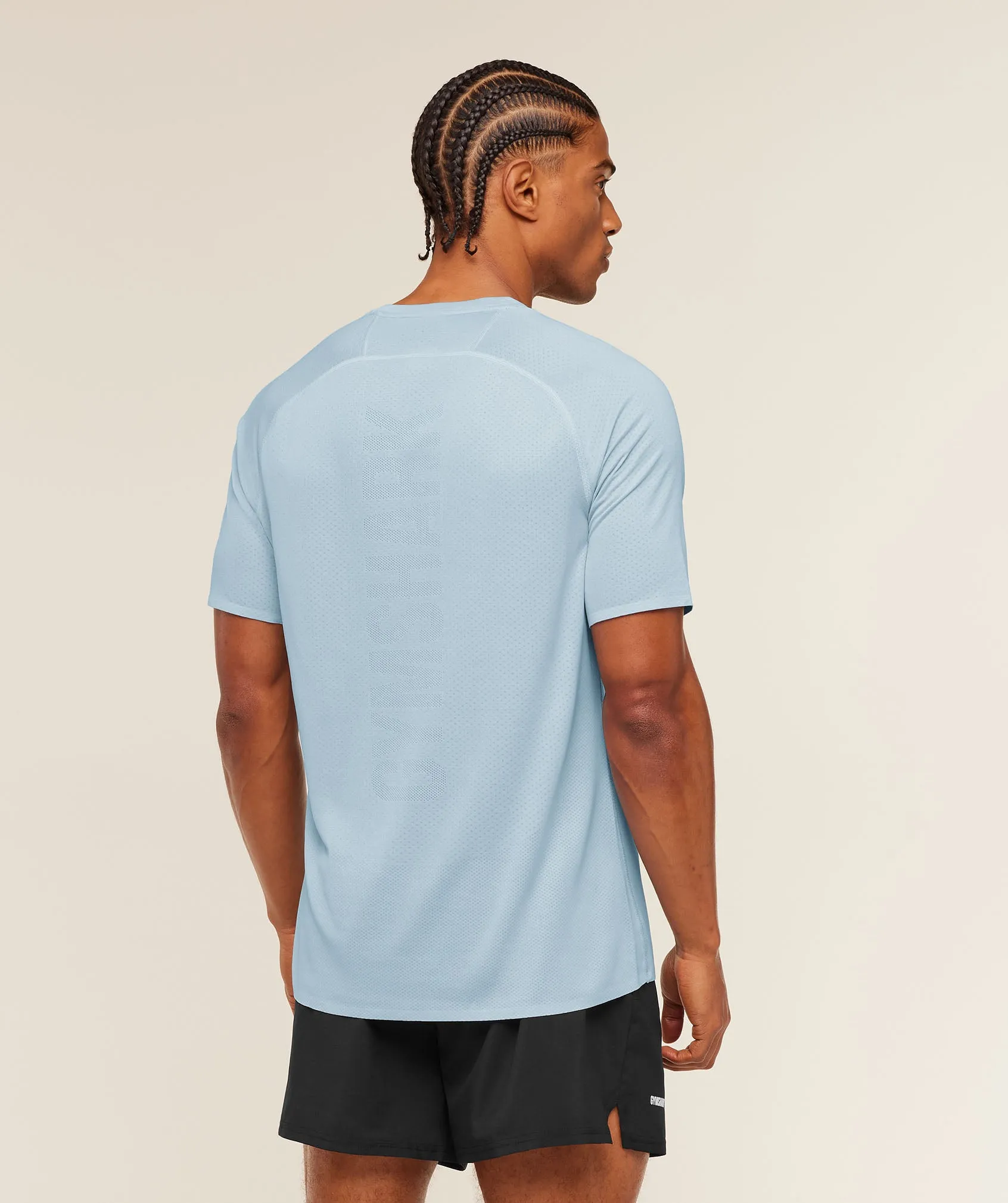 Gymshark Hybrid Engineered Jacquard T-Shirt - Chilled Blue sold by Gymshark product image thumbnail 3