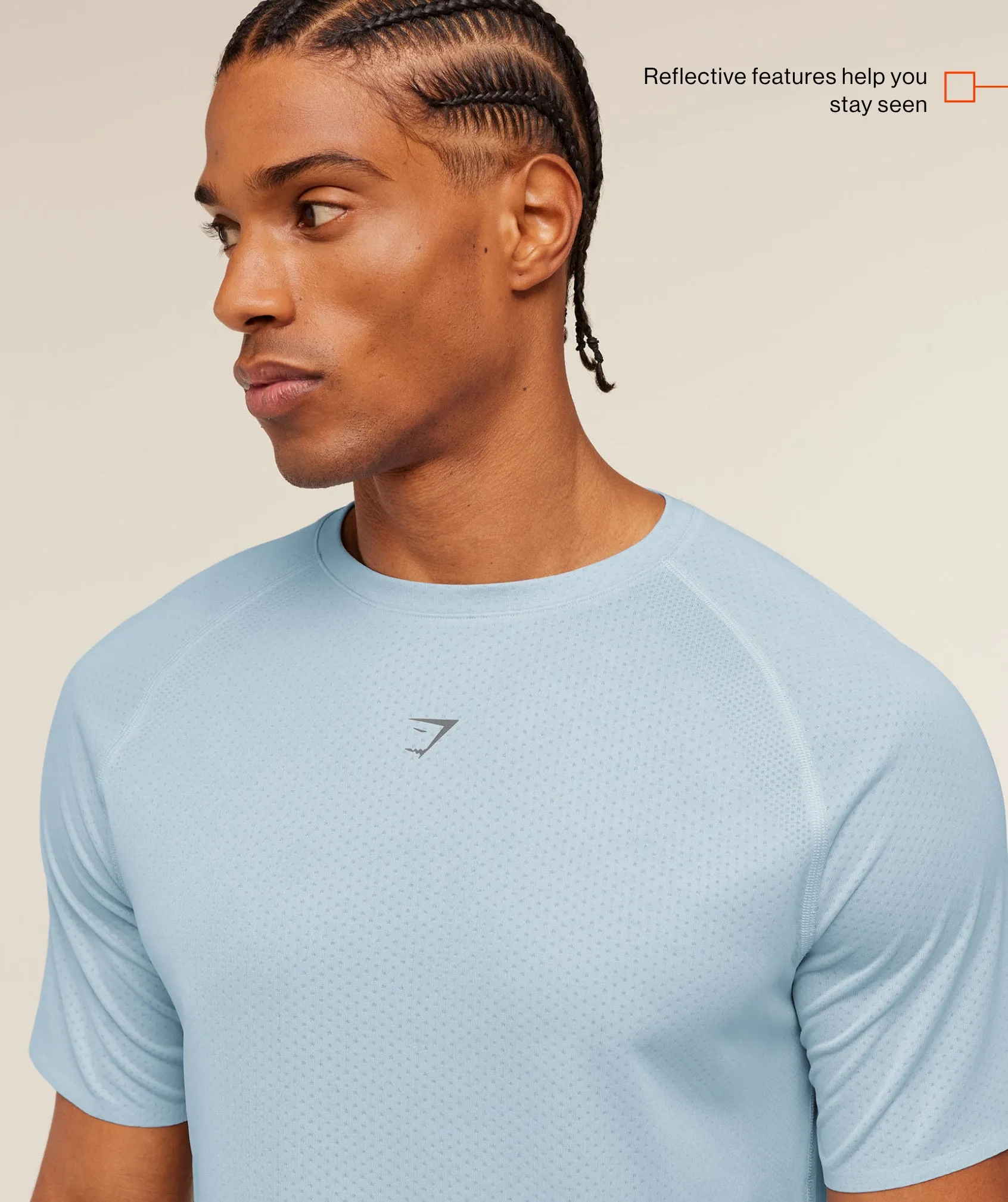 Gymshark Hybrid Engineered Jacquard T-Shirt - Chilled Blue sold by Gymshark product image thumbnail 2