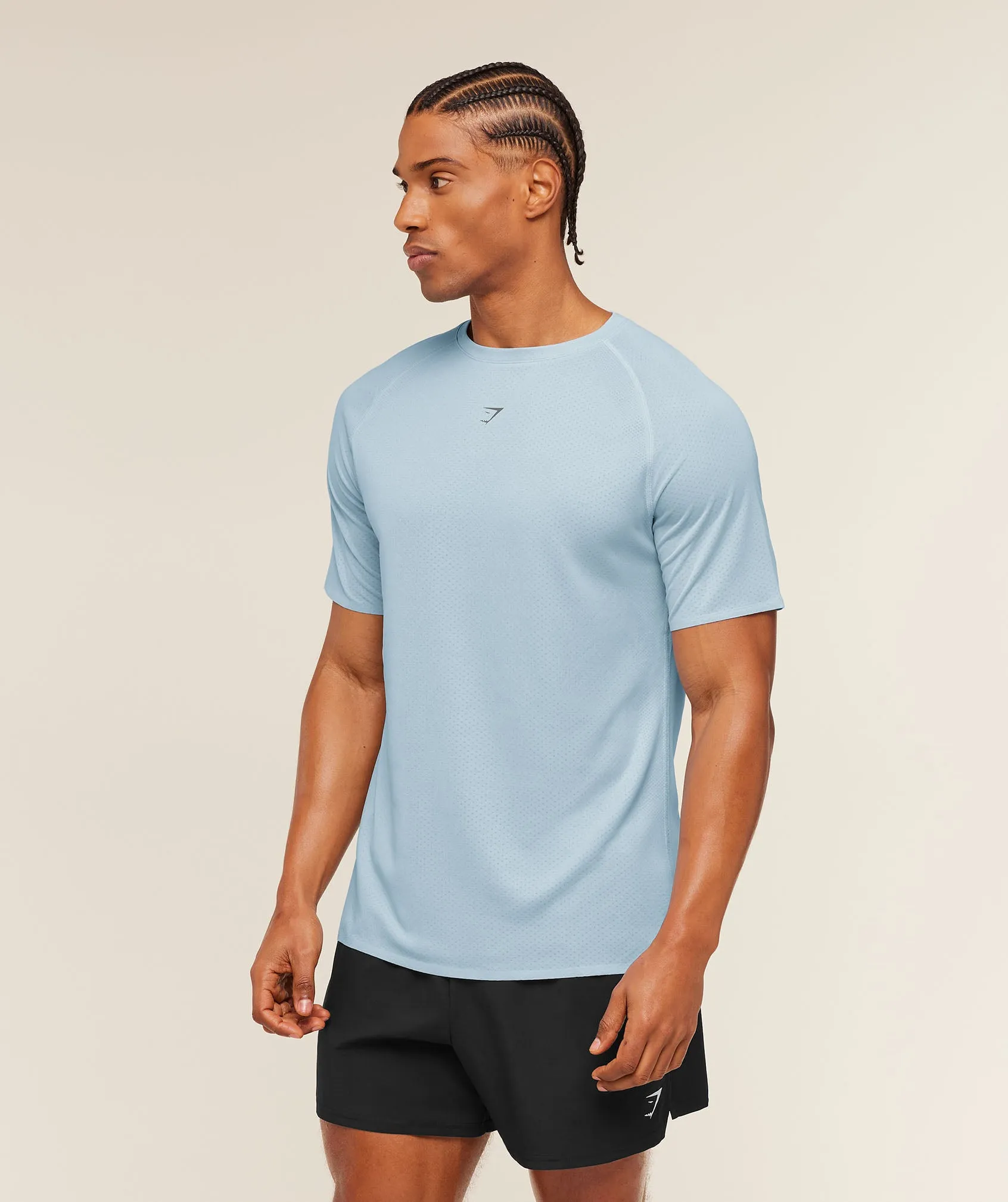 Gymshark Hybrid Engineered Jacquard T-Shirt - Chilled Blue sold by Gymshark product image thumbnail 4