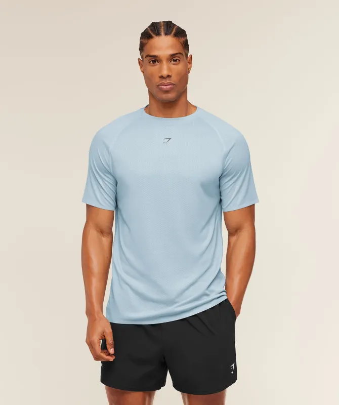 Gymshark Hybrid Engineered Jacquard T-Shirt - Chilled Blue made by Gymshark