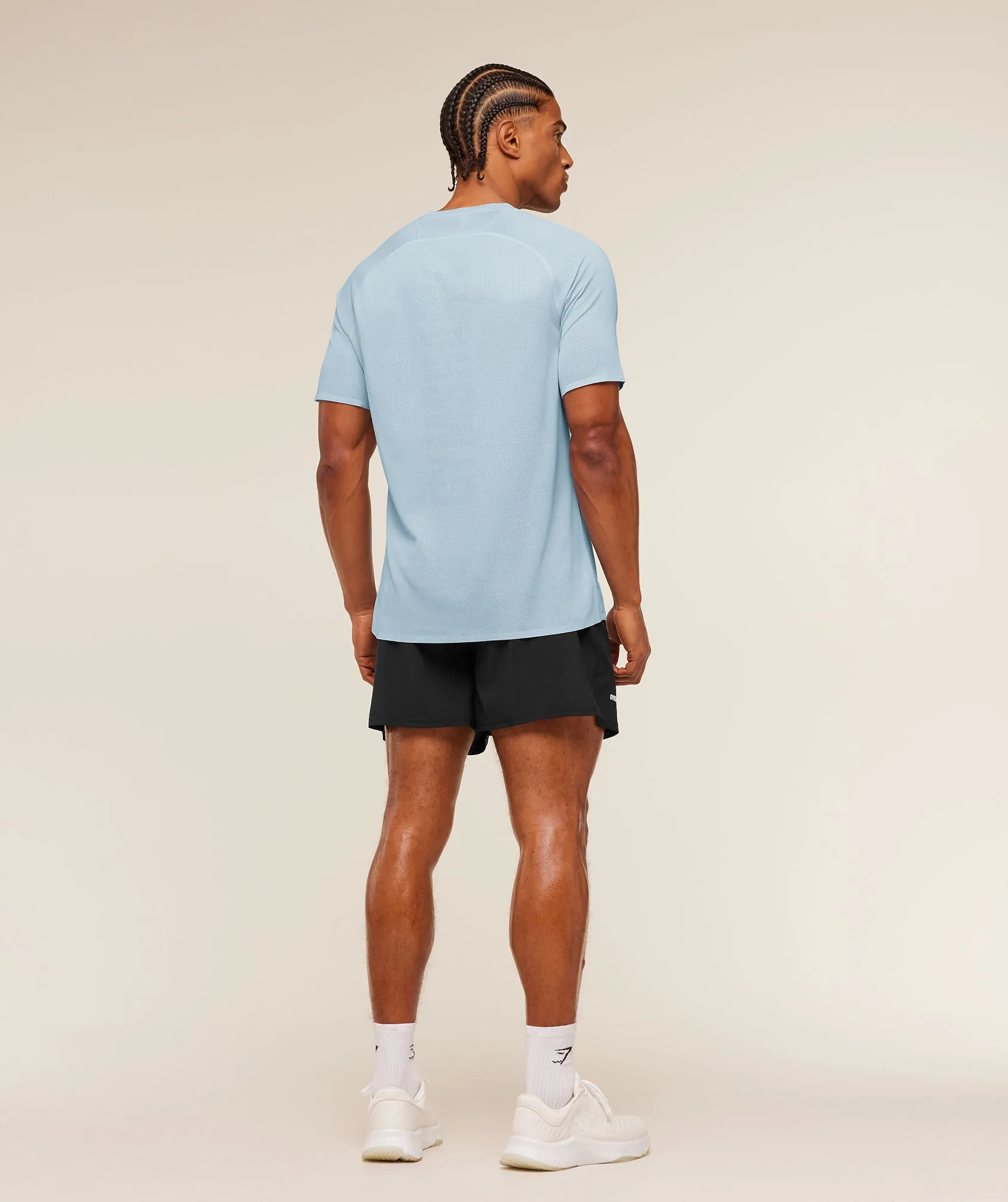 Gymshark Hybrid Engineered Jacquard T-Shirt - Chilled Blue sold by Gymshark product image thumbnail 5