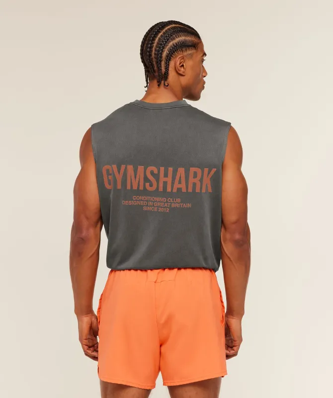 Gymshark Conditioning Club Washed Tank - Black/Dayglow Peach/Wash made by Gymshark