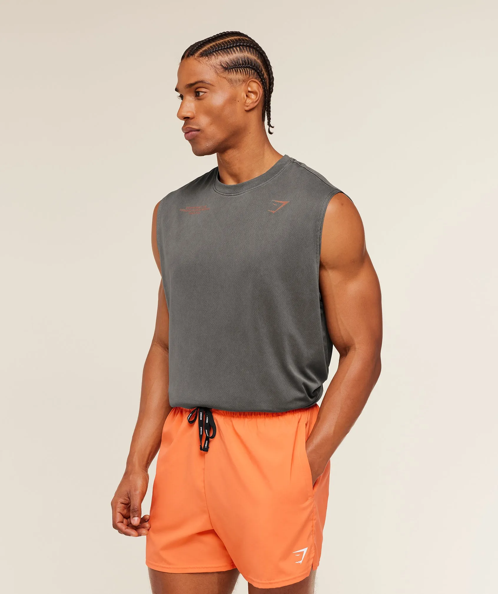 Gymshark Conditioning Club Washed Tank - Black/Dayglow Peach/Wash sold by Gymshark product image thumbnail 4