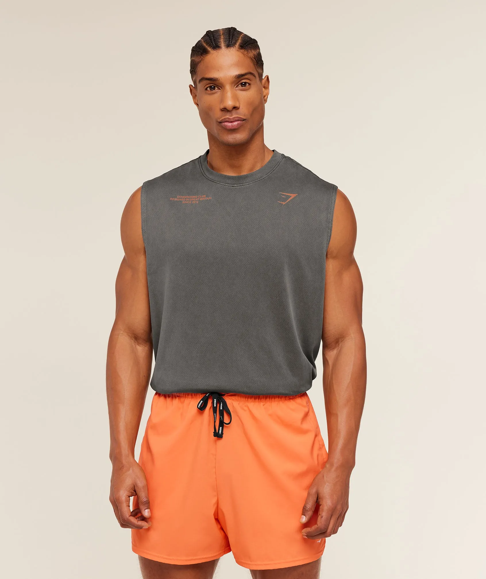 Gymshark Conditioning Club Washed Tank - Black/Dayglow Peach/Wash sold by Gymshark product image thumbnail 3