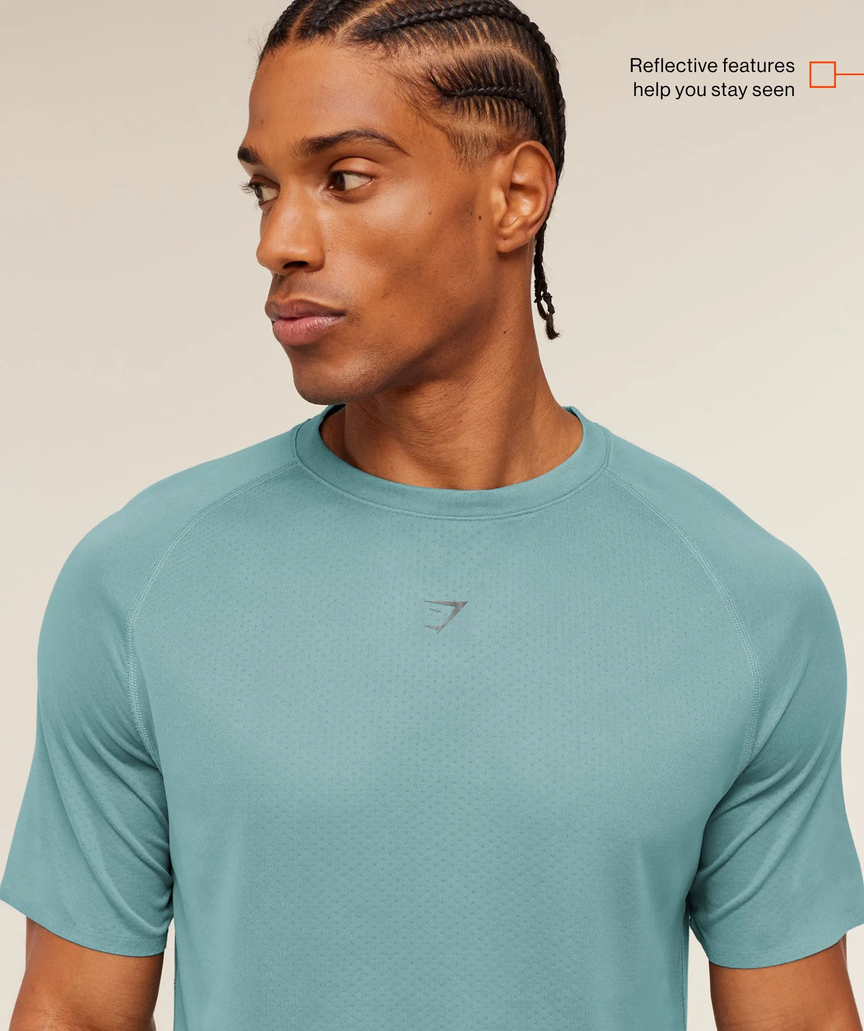 Gymshark Hybrid Engineered Jacquard T-Shirt - Storm Blue sold by Gymshark product image thumbnail 2