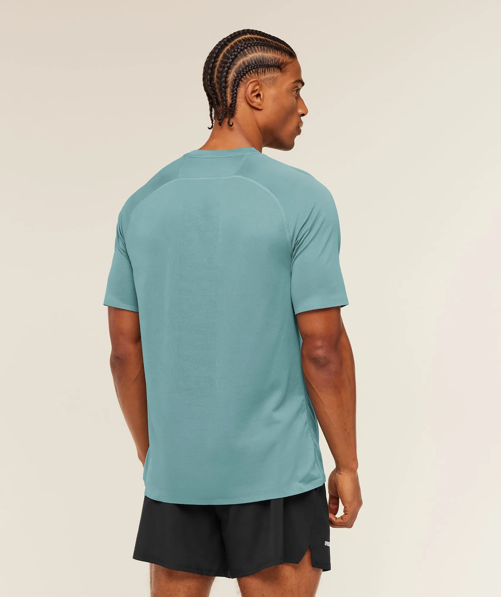 Gymshark Hybrid Engineered Jacquard T-Shirt - Storm Blue sold by Gymshark product image thumbnail 3