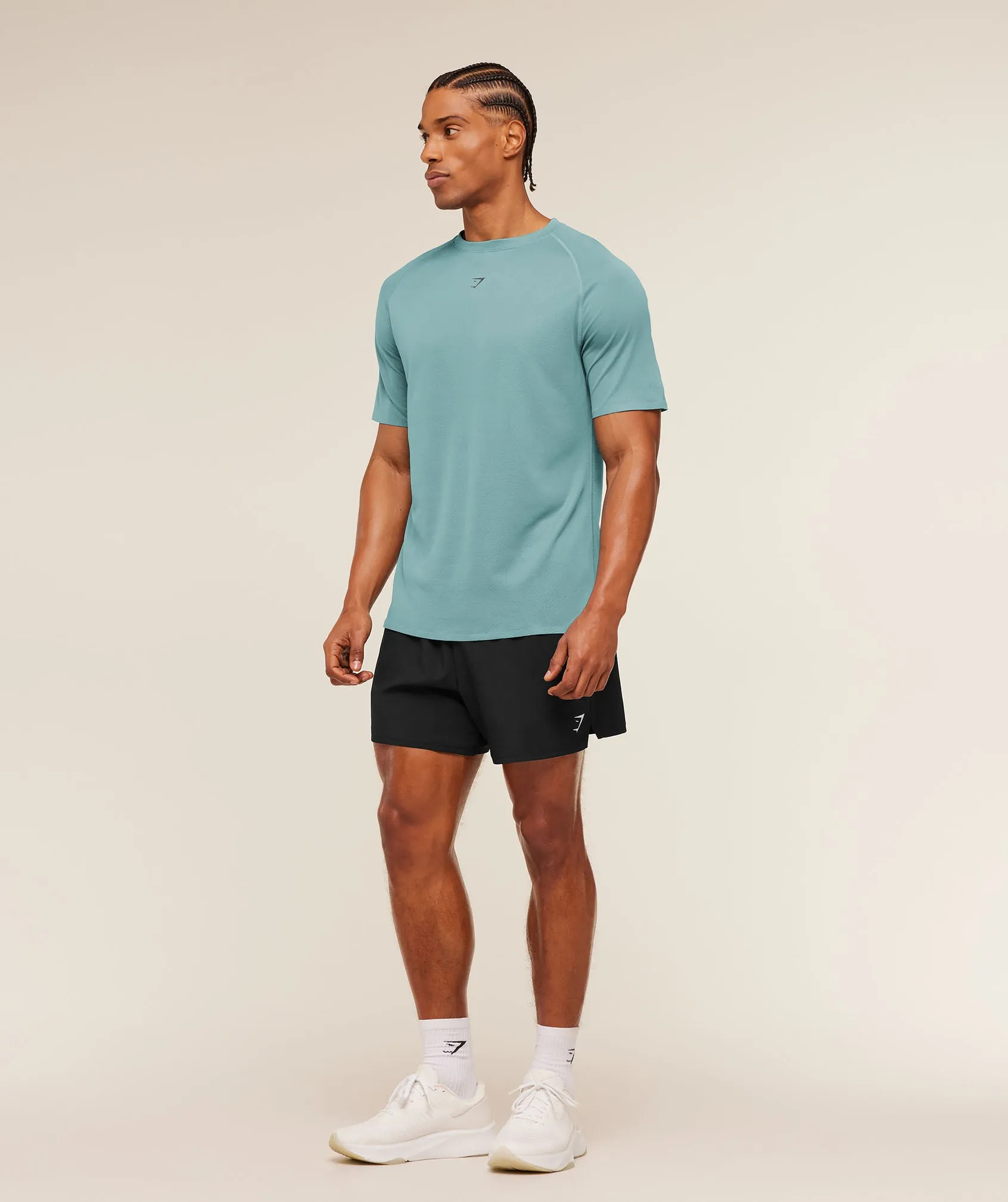 Gymshark Hybrid Engineered Jacquard T-Shirt - Storm Blue sold by Gymshark product image thumbnail 5