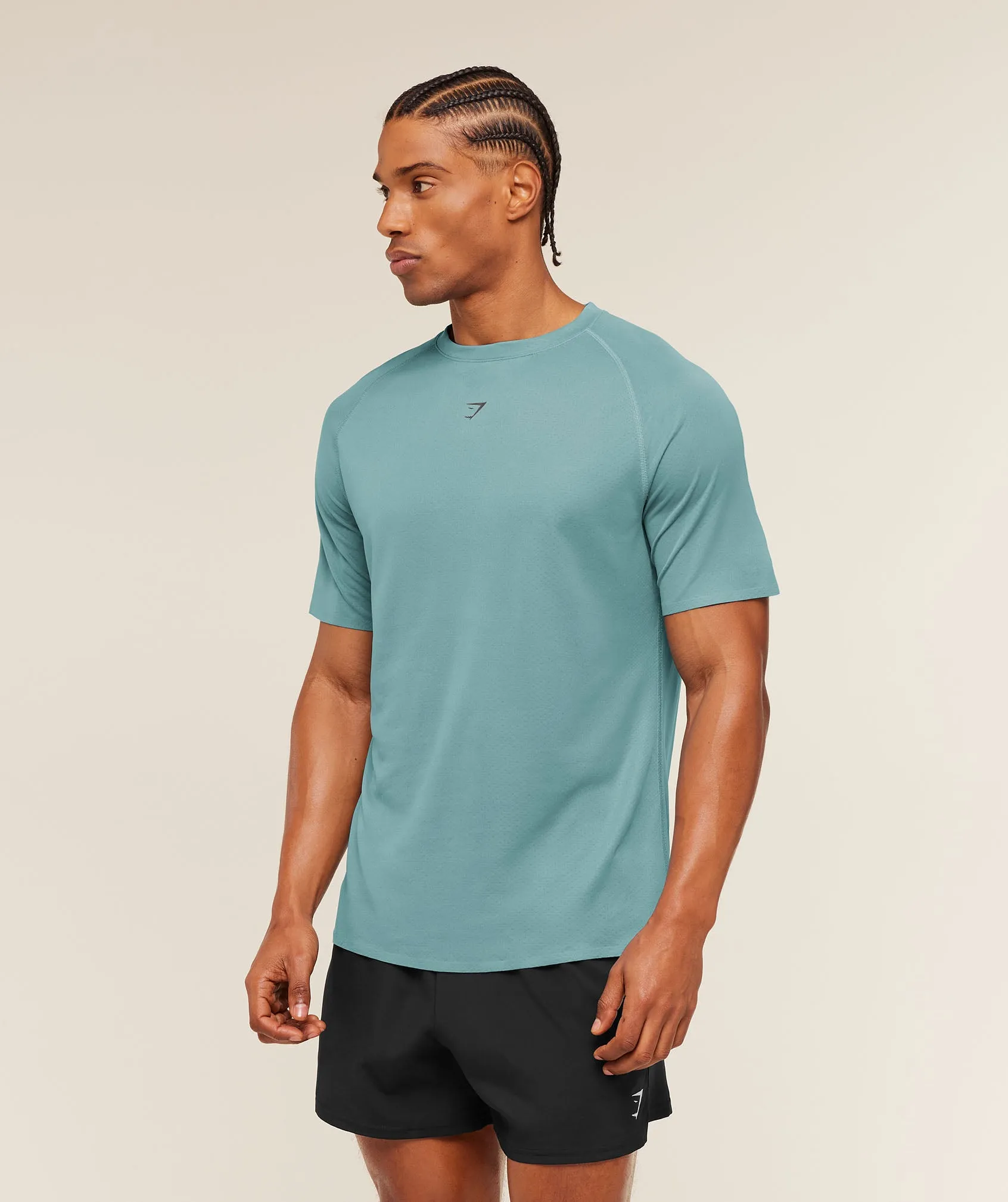 Gymshark Hybrid Engineered Jacquard T-Shirt - Storm Blue sold by Gymshark product image thumbnail 4