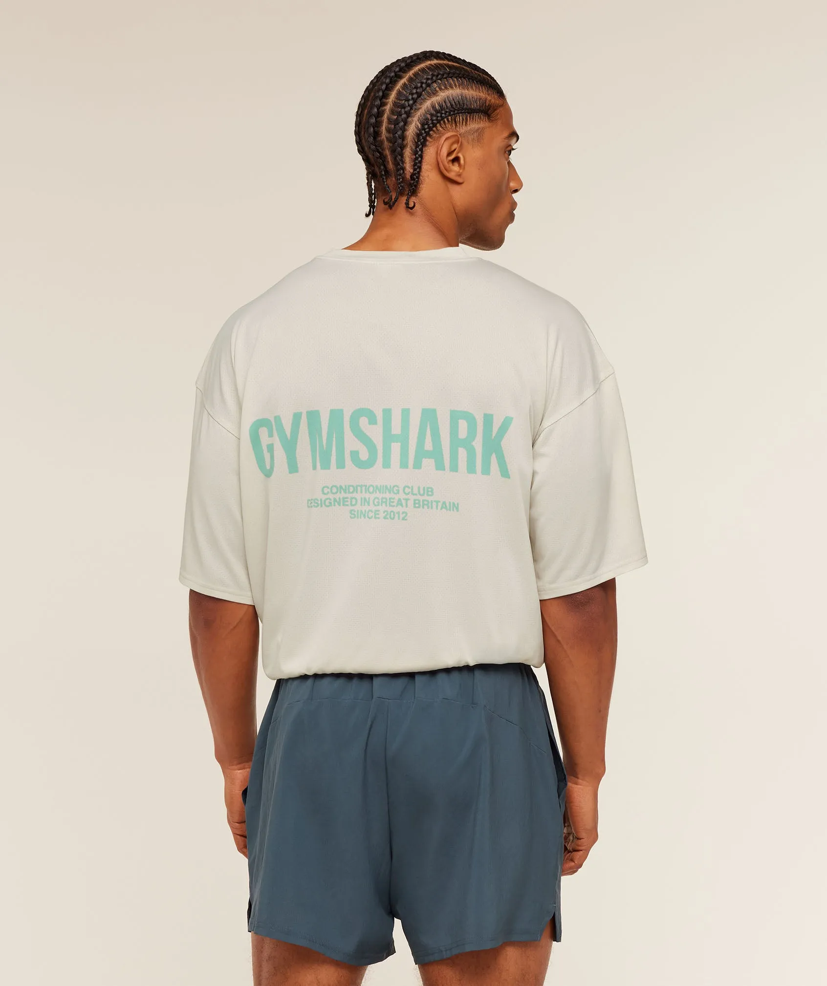 Gymshark Conditioning Club Washed T-Shirt - Soft White/Pop Turquoise/Wash sold by Gymshark