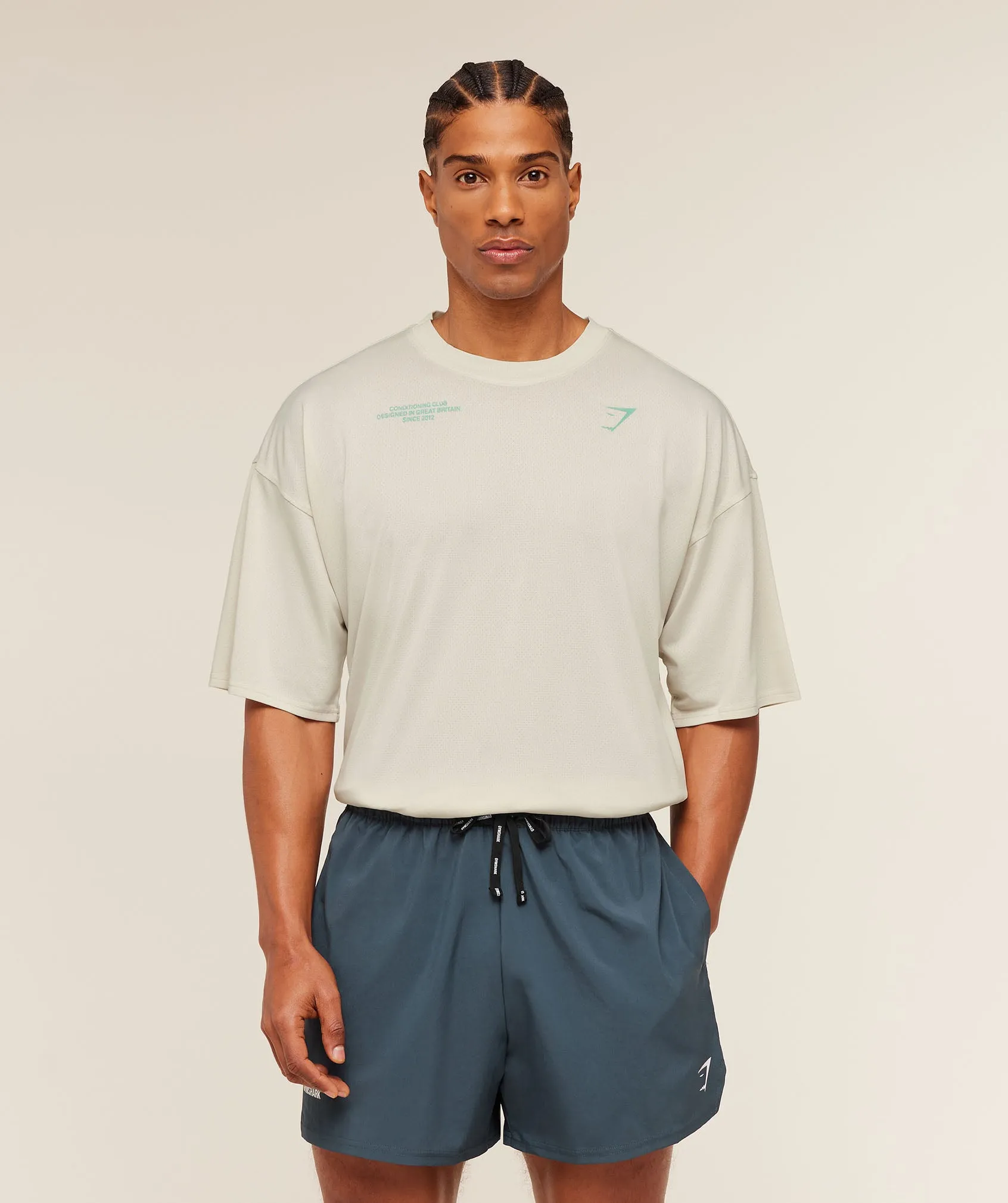 Gymshark Conditioning Club Washed T-Shirt - Soft White/Pop Turquoise/Wash sold by Gymshark product image thumbnail 3