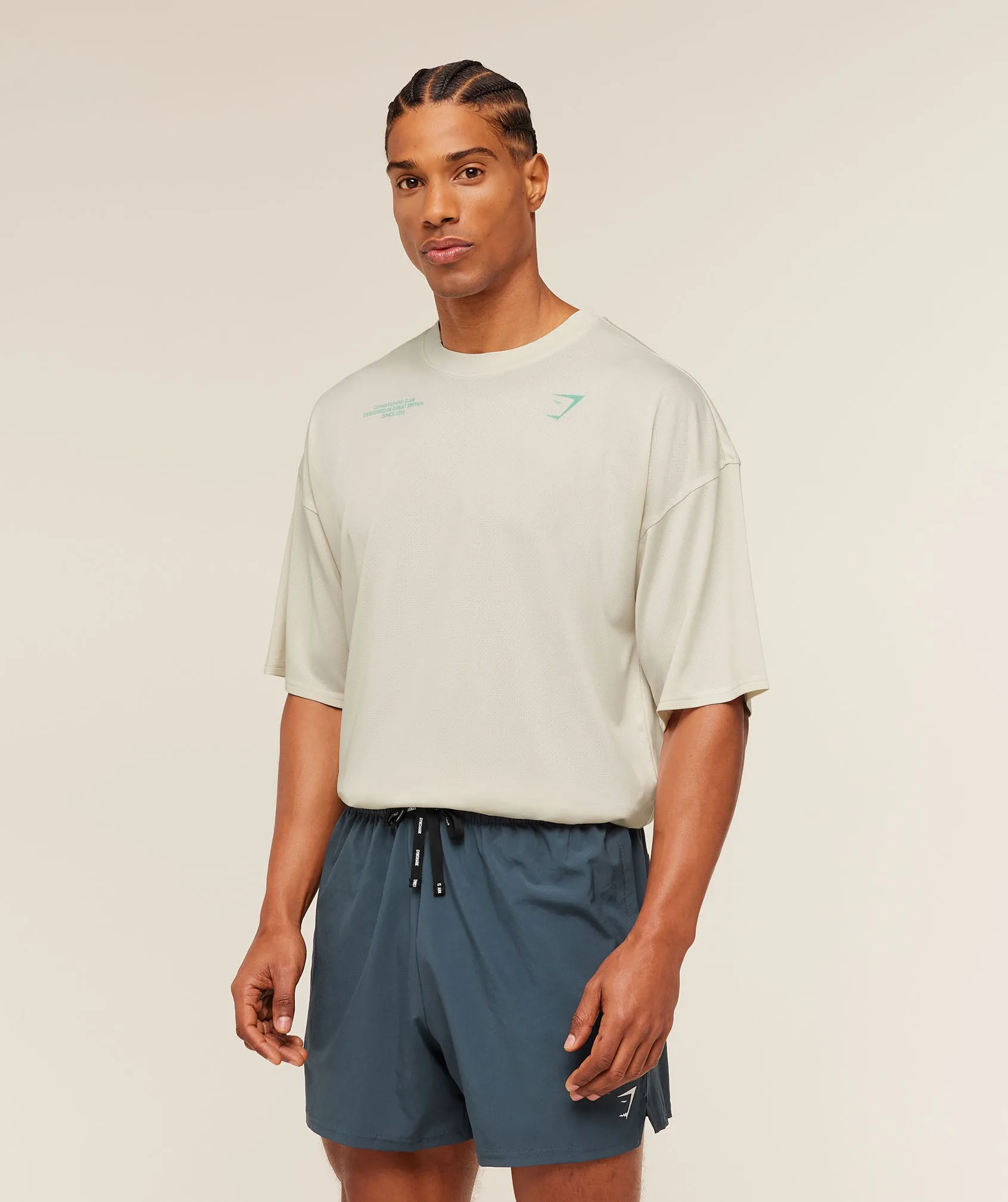 Gymshark Conditioning Club Washed T-Shirt - Soft White/Pop Turquoise/Wash sold by Gymshark product image thumbnail 4